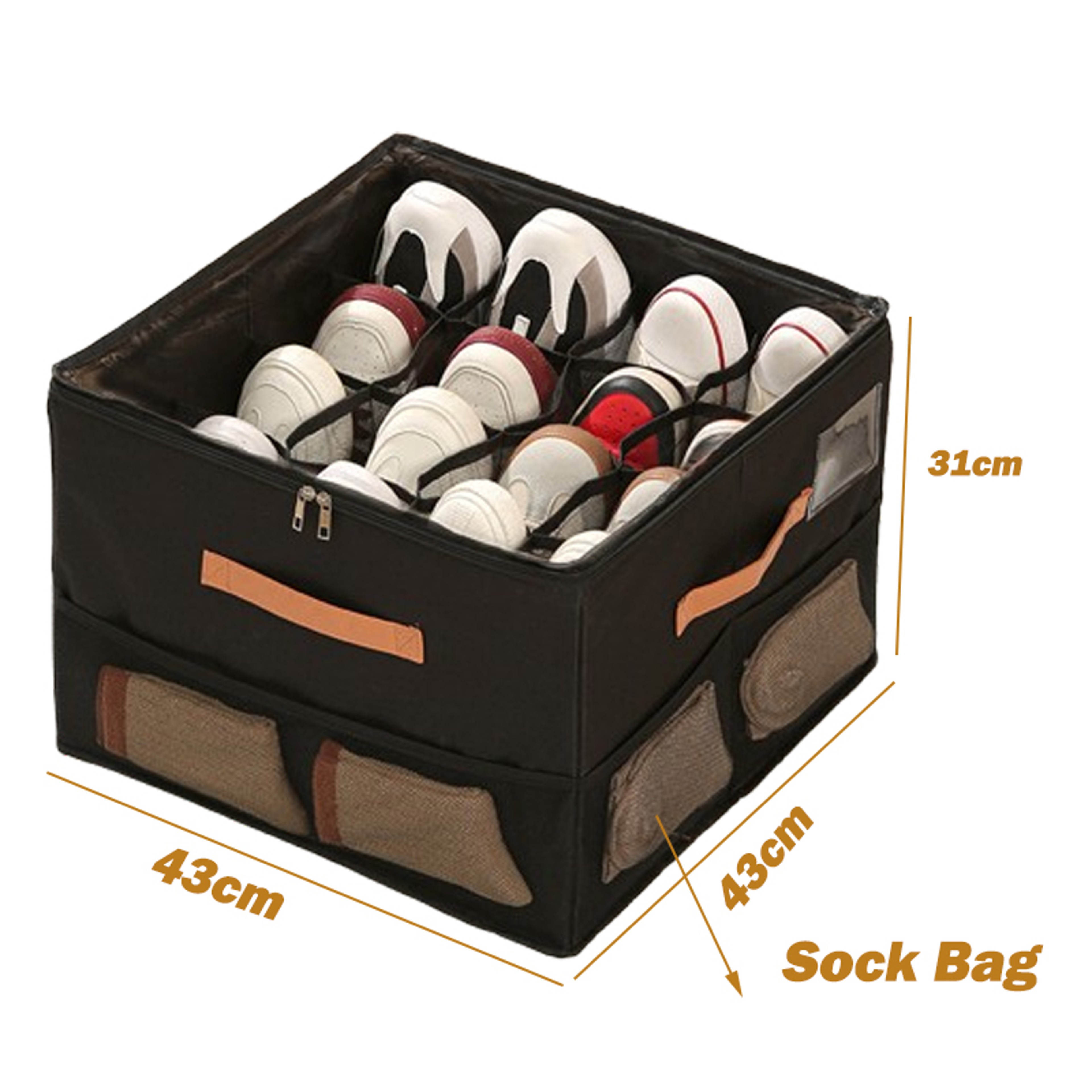 Foldable Shoe Storage Box Large Capacity Multi Compartment Shoe Organizer with Handle – view 10