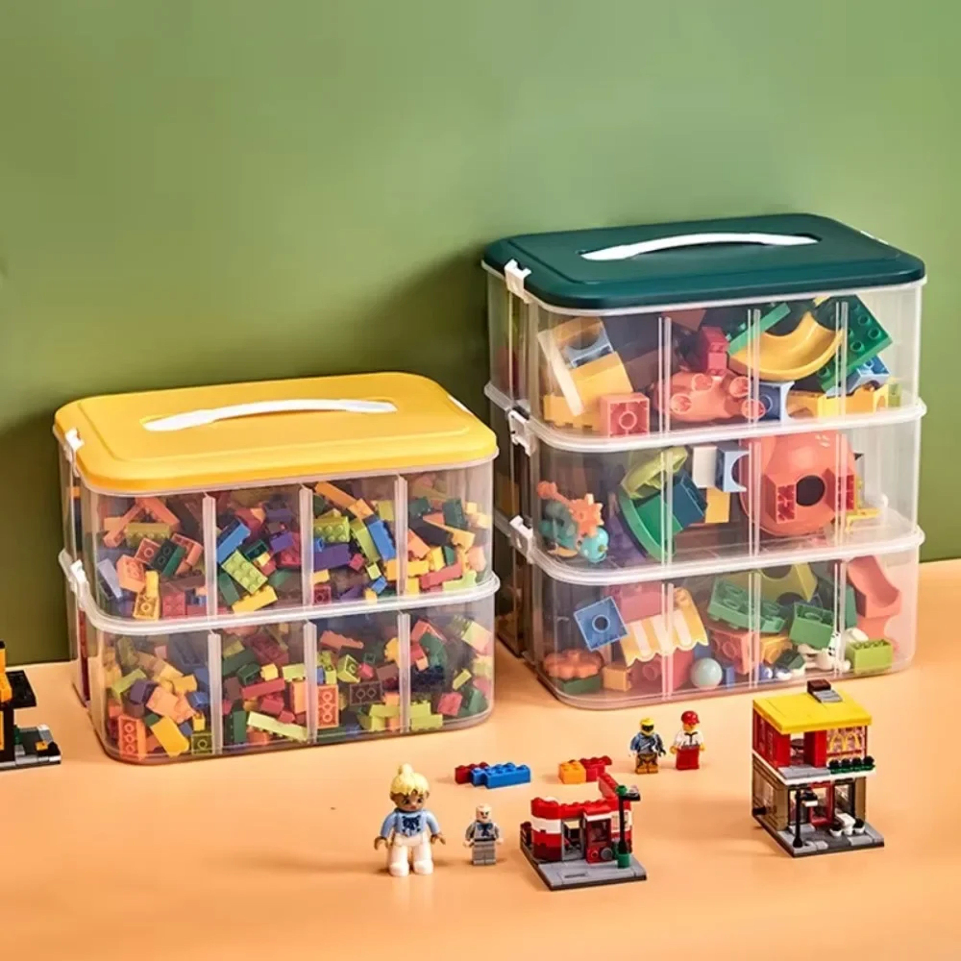 Stackable Building Block Storage Box Transparent Toy Organizer With Removable Dividers 1