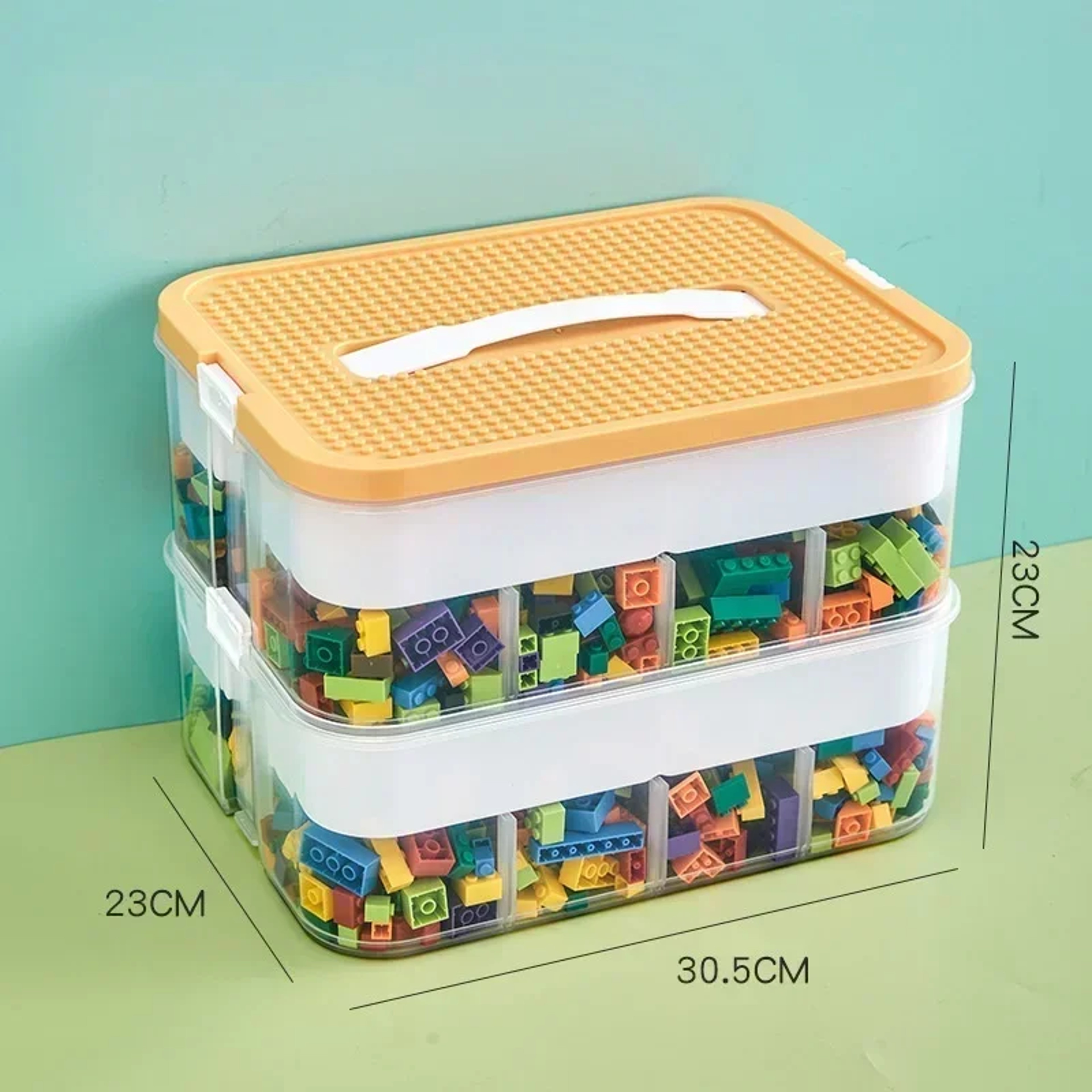 Stackable Building Block Storage Box Transparent Toy Organizer With Removable Dividers 6