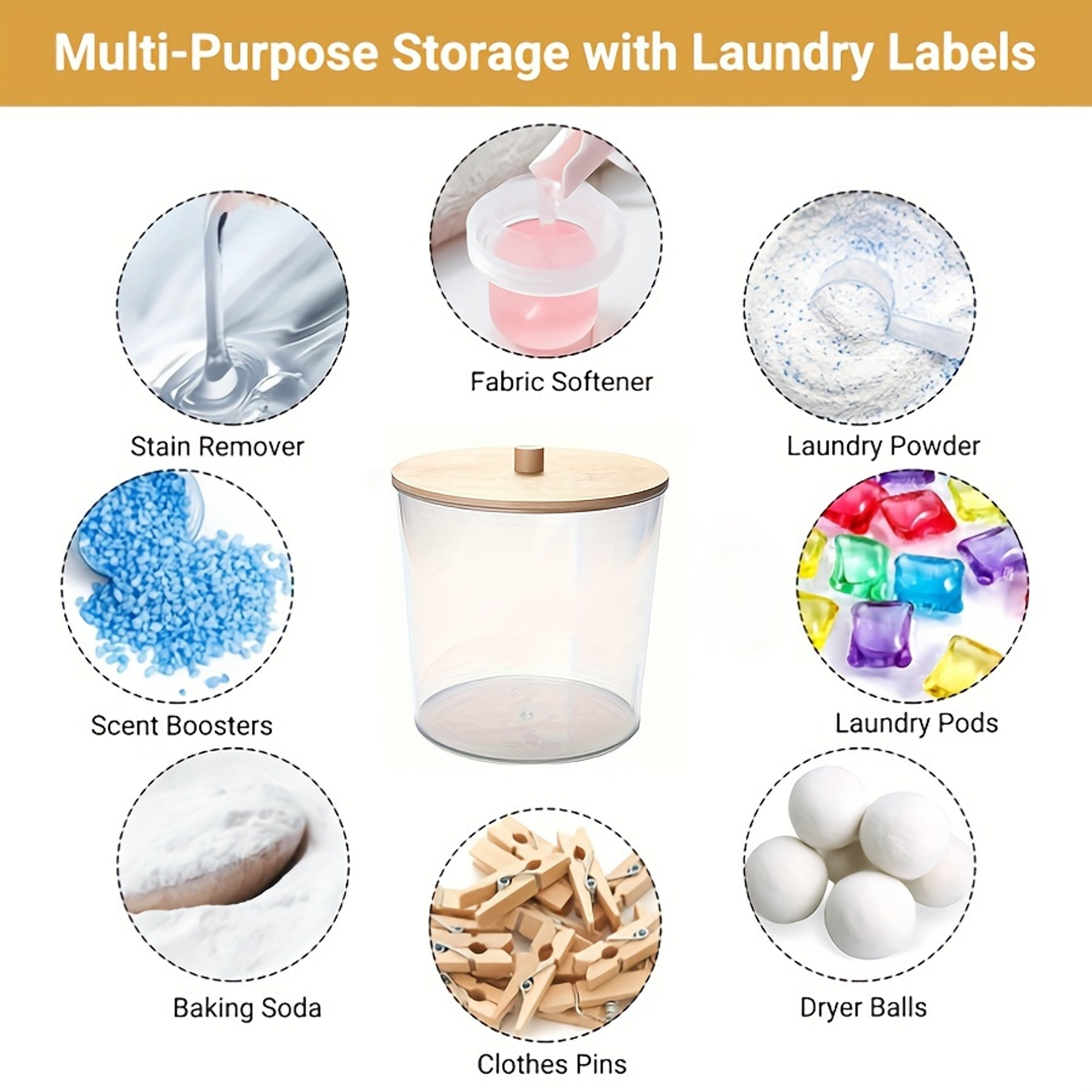 Large Clear Acrylic Laundry Detergent Pods Container with Spoon – view 5