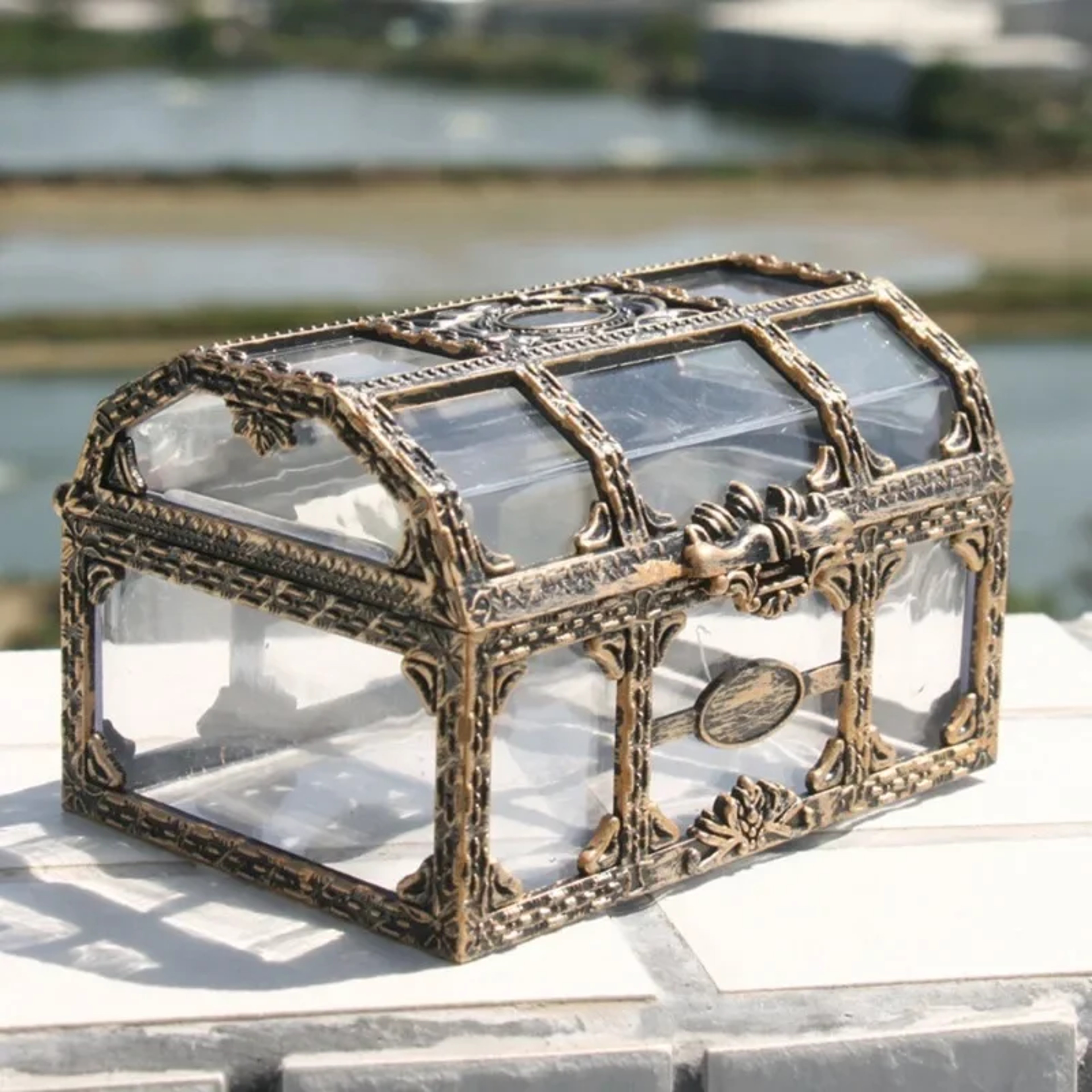 Transparent Pirate Treasure Box Jewelry Keepsake Storage Organizer 1