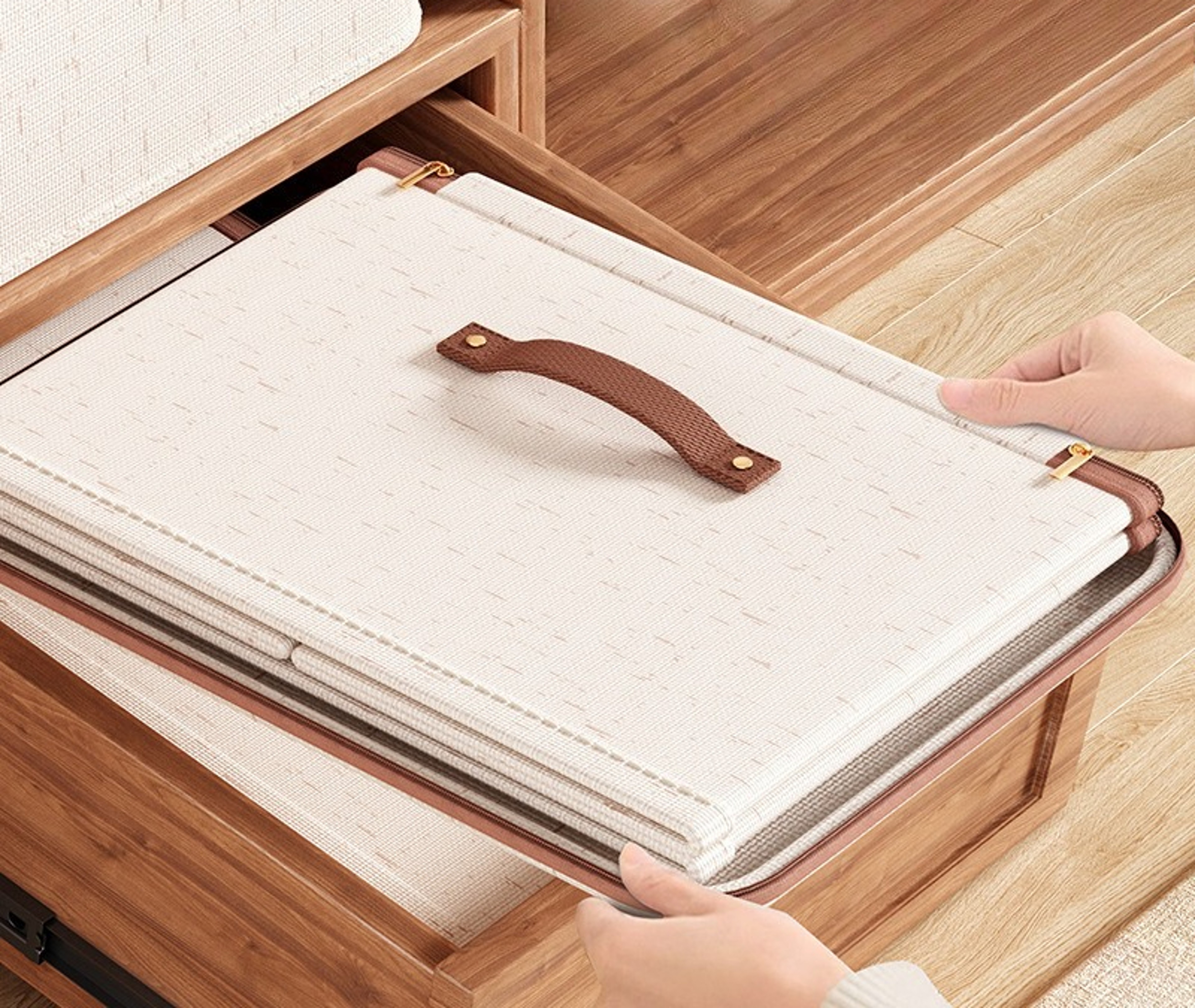 Large Capacity Clothes Storage Box Dust Proof Cotton Linen Wardrobe Organizer – view 3