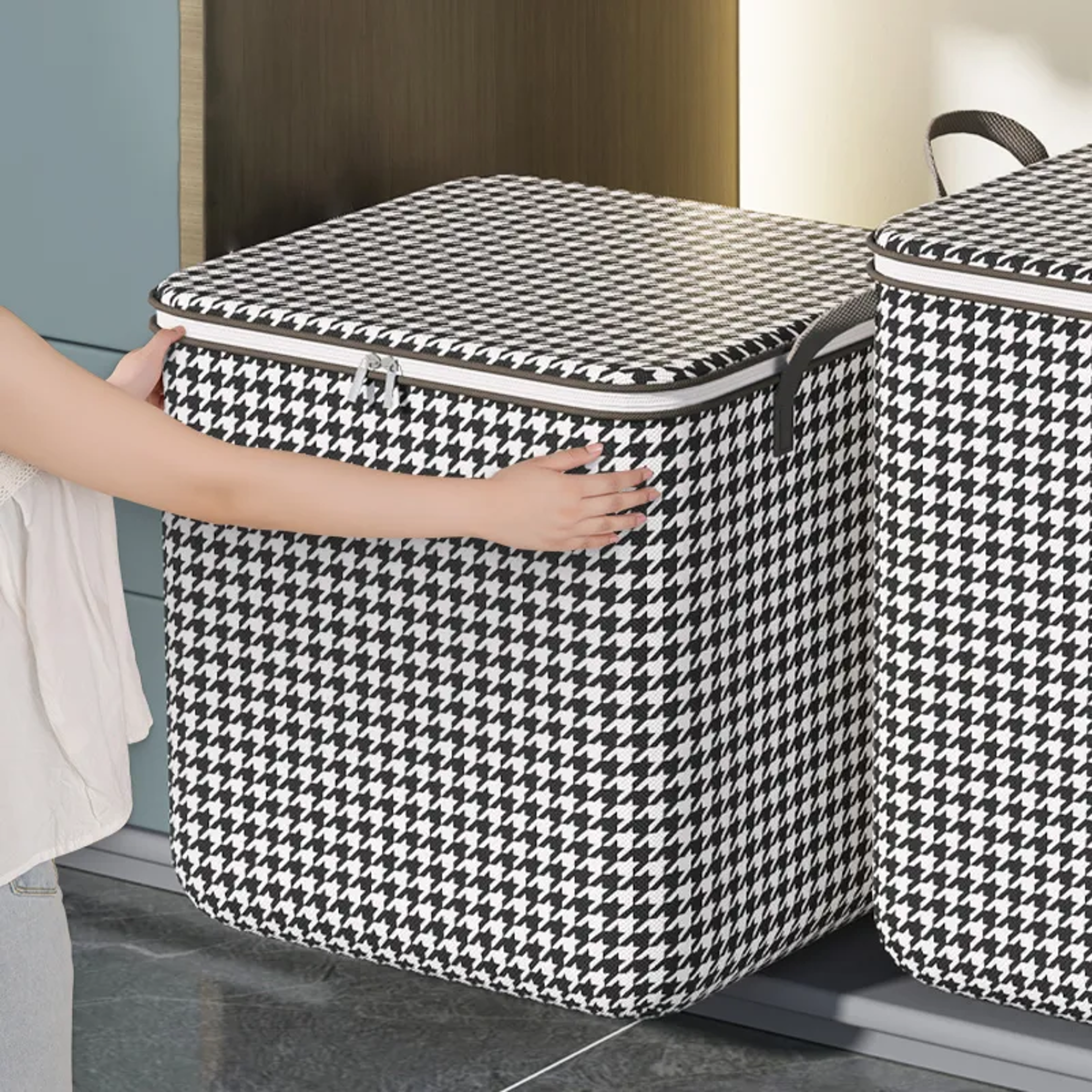 Large Quilt Storage Bag Foldable Non Woven Bedding And Wardrobe Organizer 4