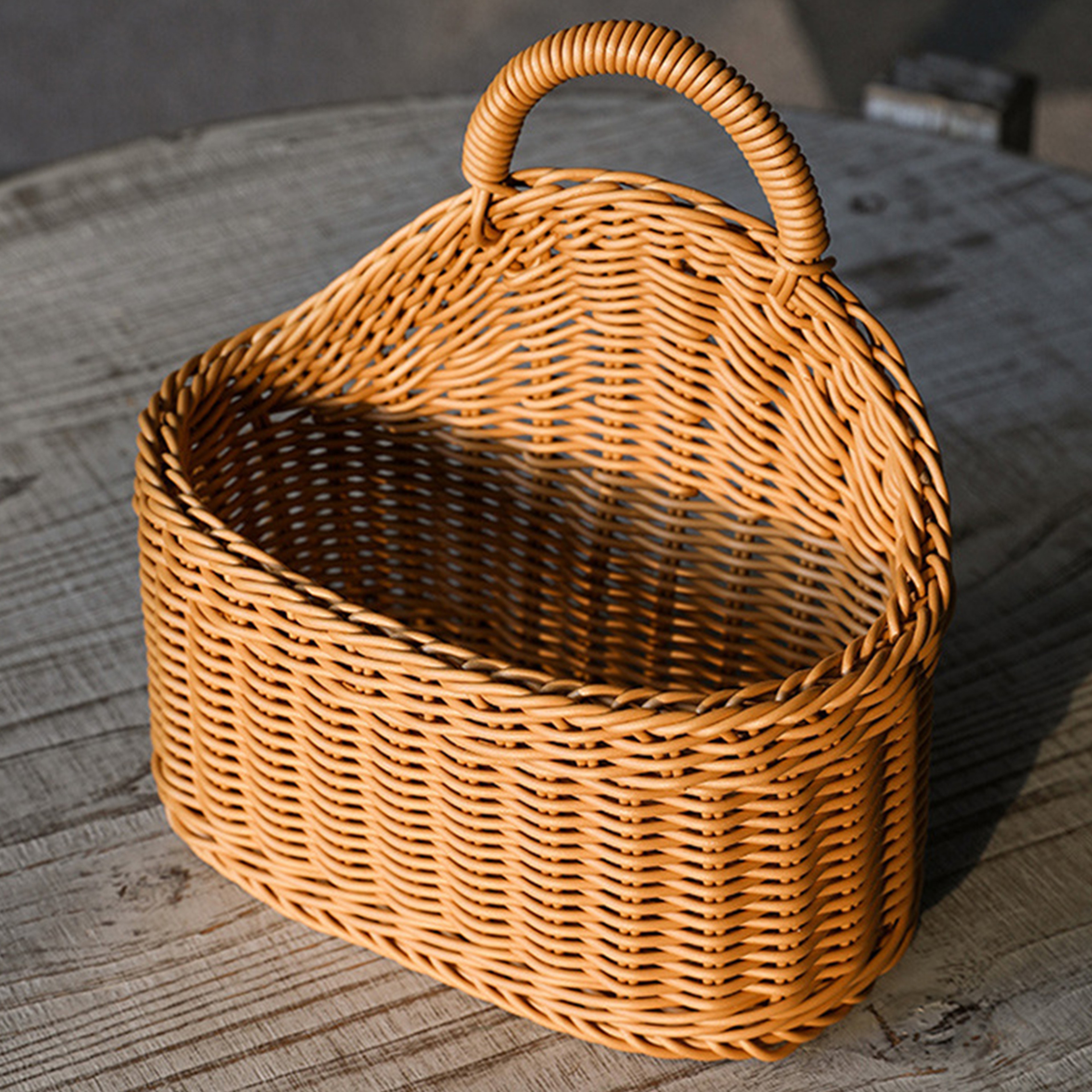 Wall Mounted Fruit Basket Rattan Style Hanging Vegetable Basket Kitchen Organizer 1