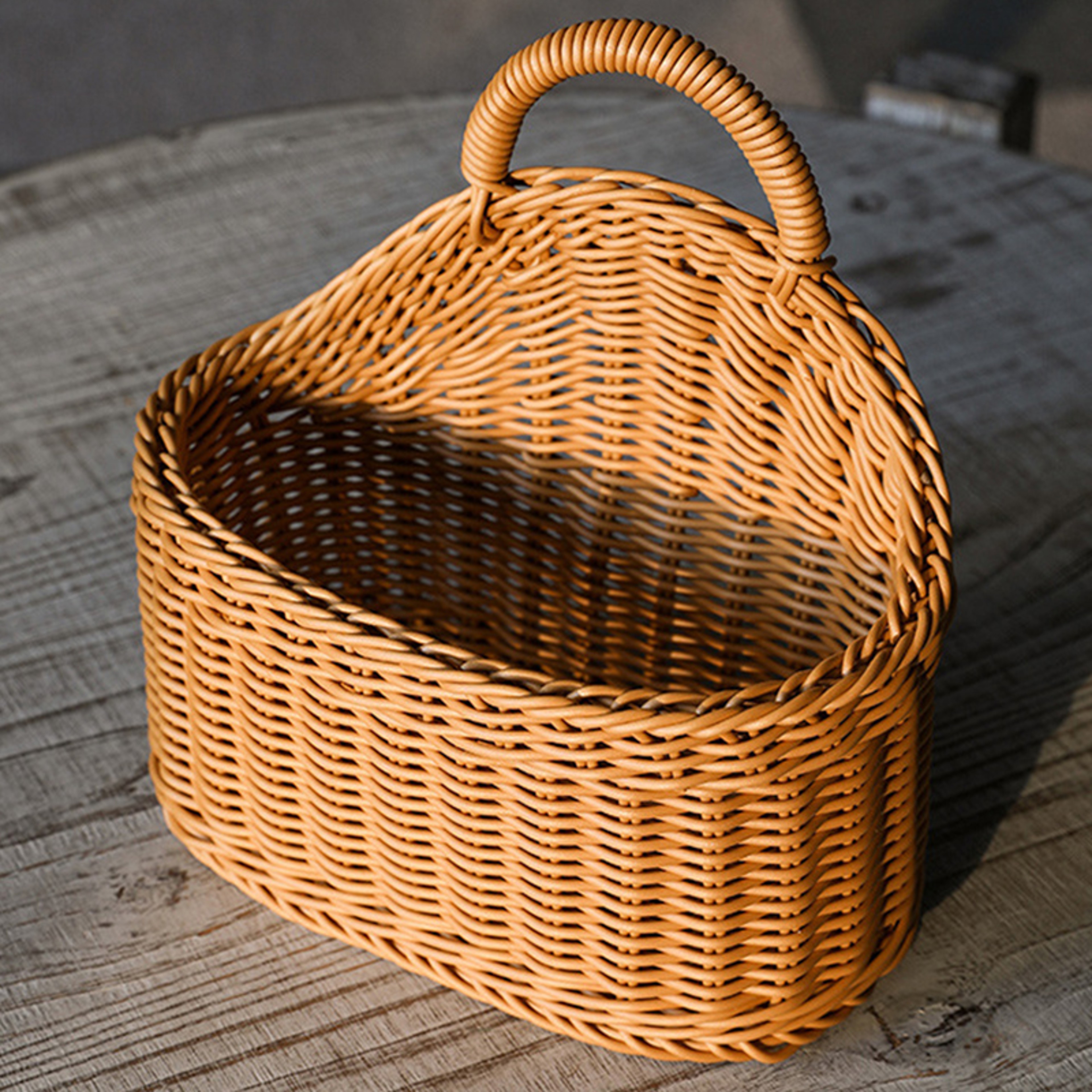 Wall Mounted Fruit Basket Rattan Style Hanging Vegetable Basket Kitchen Organizer 3