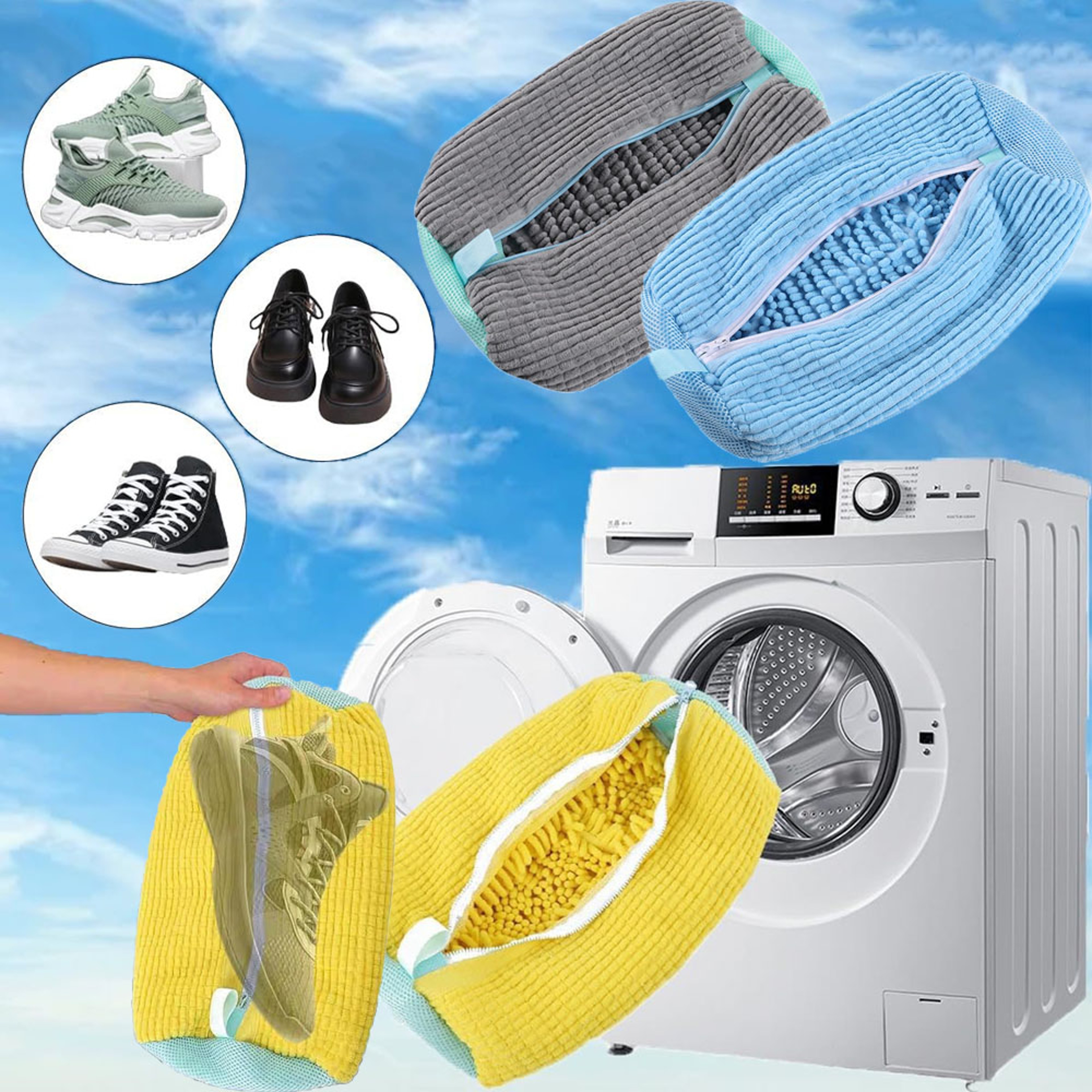 Shoe Wash Bag Sneaker Laundry Bag With Soft Fluff Lining And Zipper 2