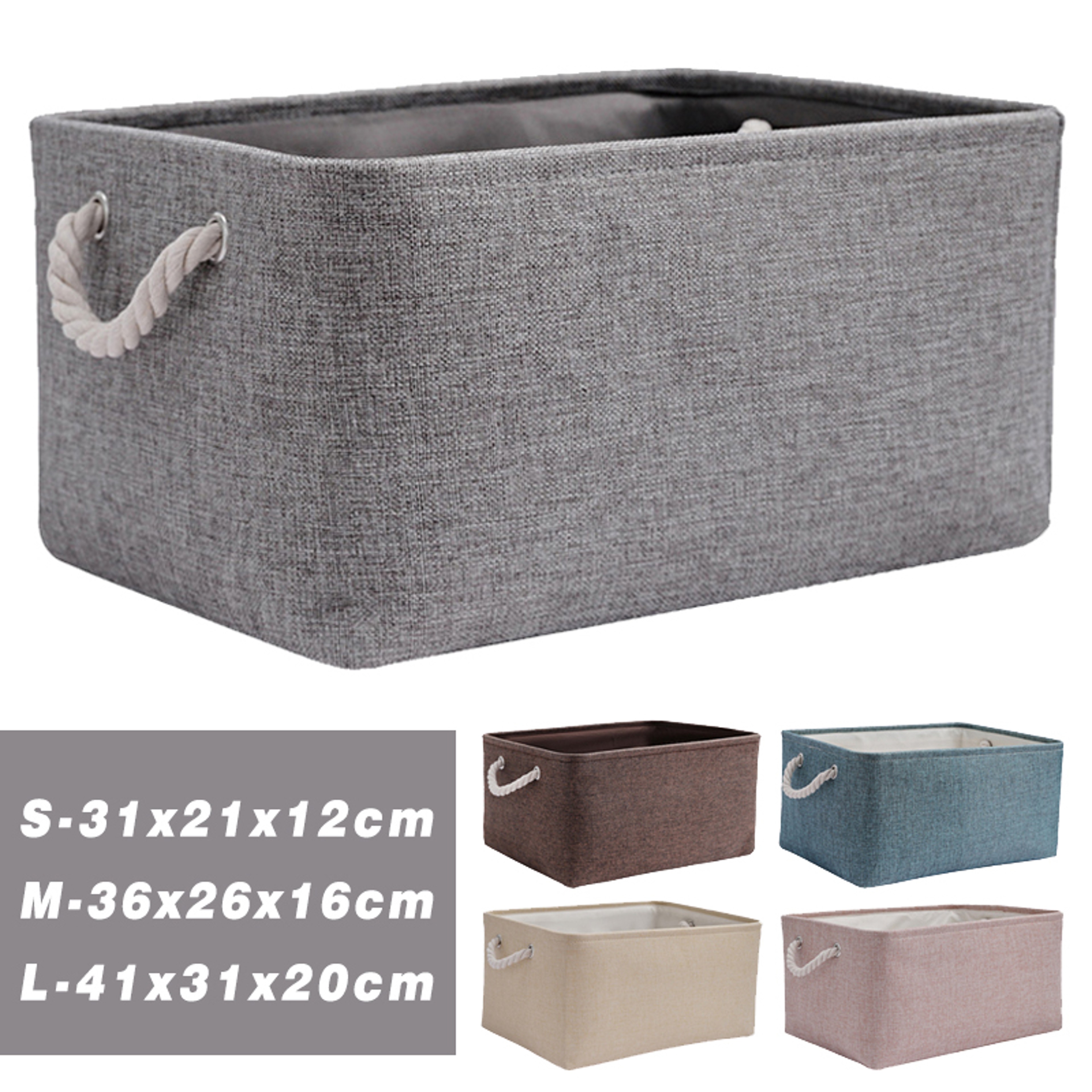 Foldable Storage Basket Linen Fabric Storage Bin With Handles For Closet Toys Laundry 1