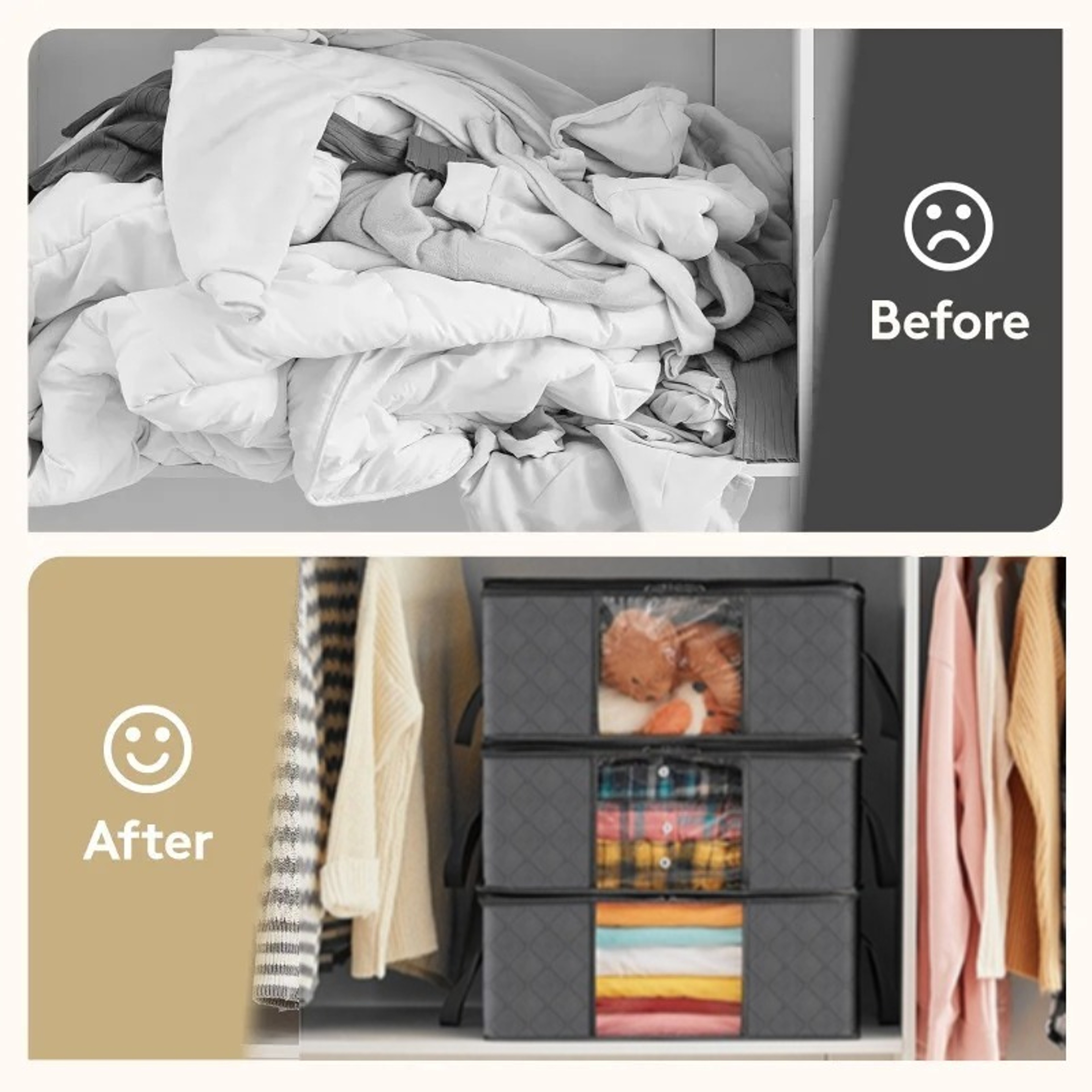 Large Capacity Clothes Storage Bag Foldable Closet Organizer for Blankets and Comforters – view 3