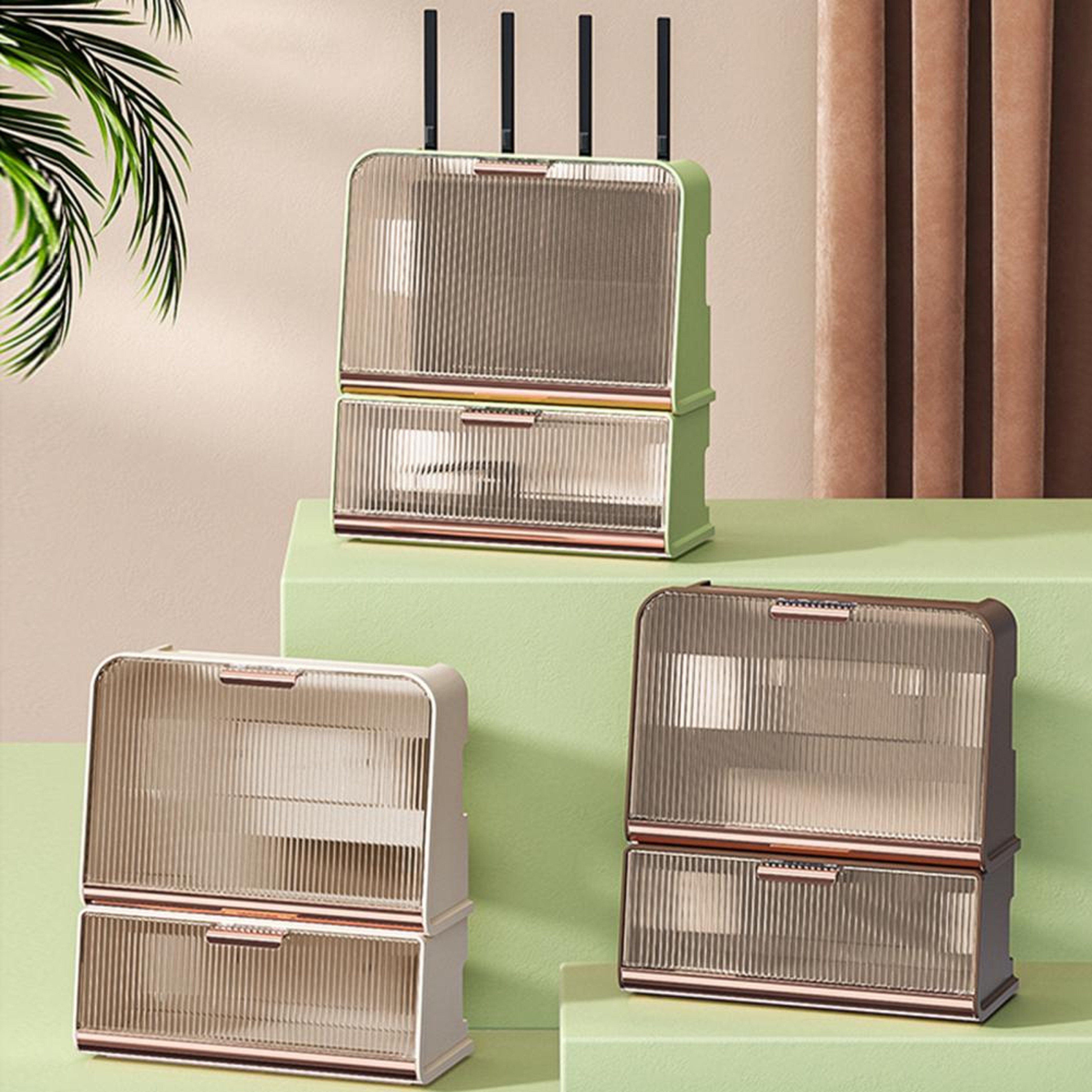 Wall Mounted WiFi Router Storage Box With Cable Organizer And Space Saving Shelf 5
