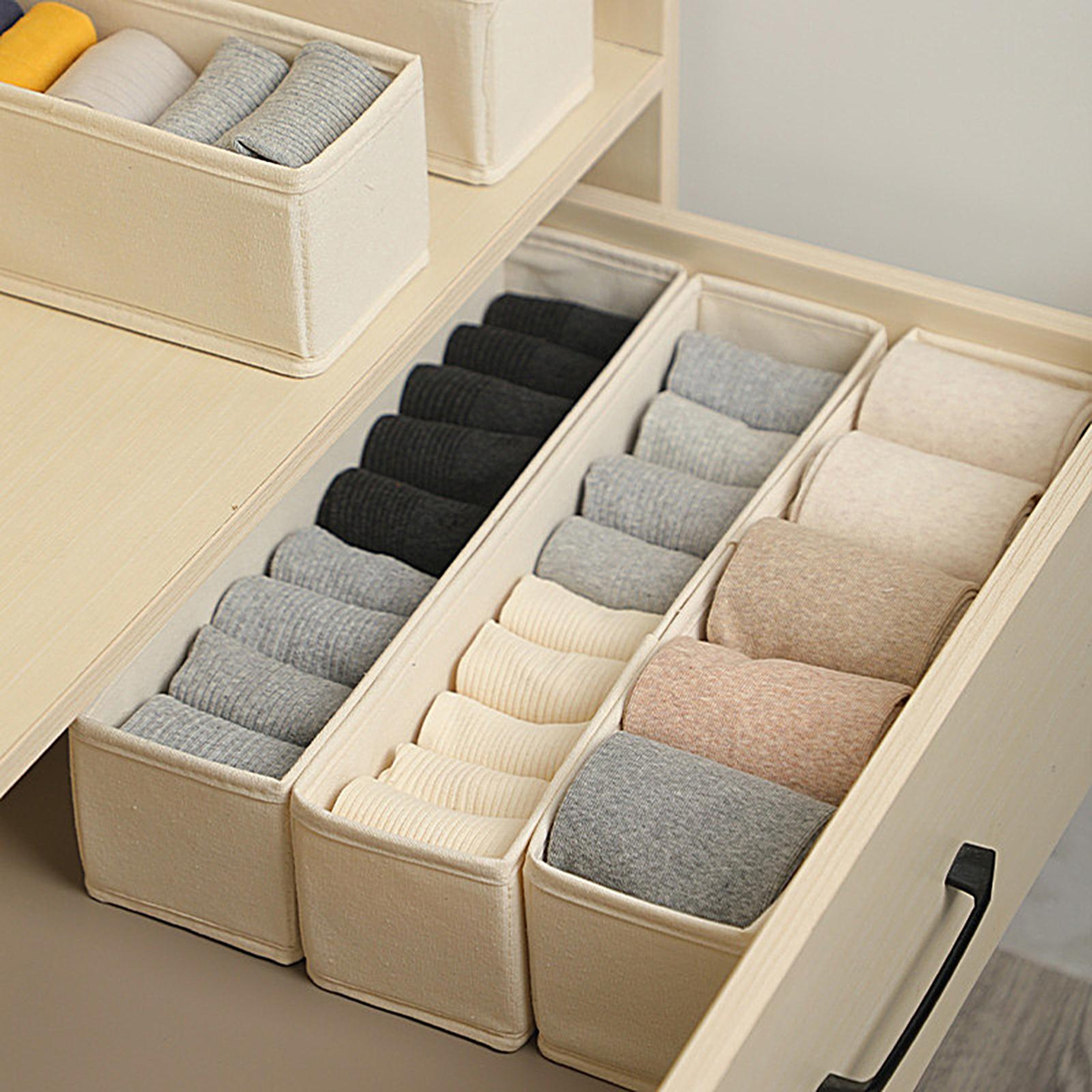 Narrow Drawer Organizer Foldable Fabric Storage Bin For Socks Underwear And Accessories 3