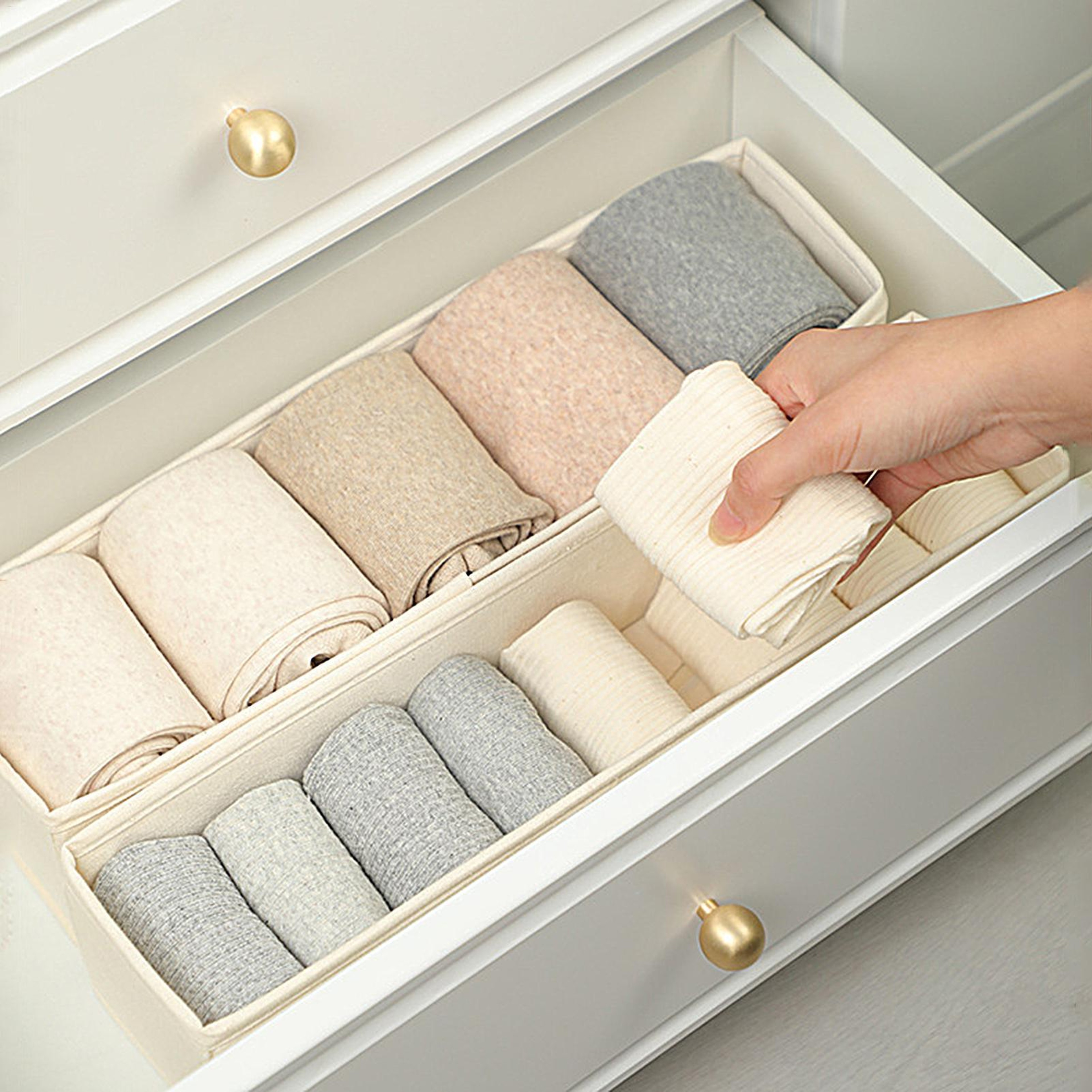 Narrow Drawer Organizer Foldable Fabric Storage Bin For Socks Underwear And Accessories 0