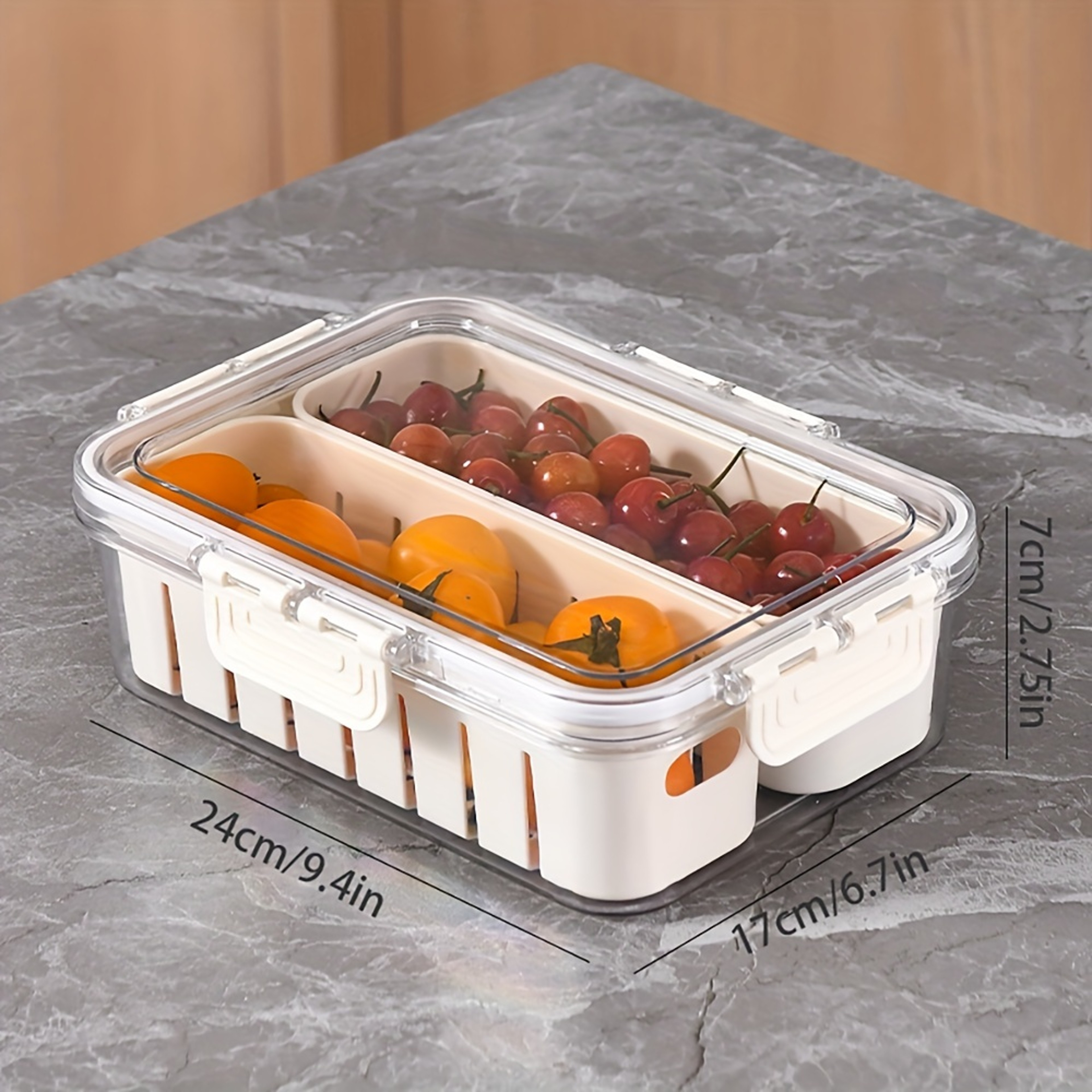 Portable Snackle Box with Handle Divided Snack Tray with Lid for Travel and Parties – view 8
