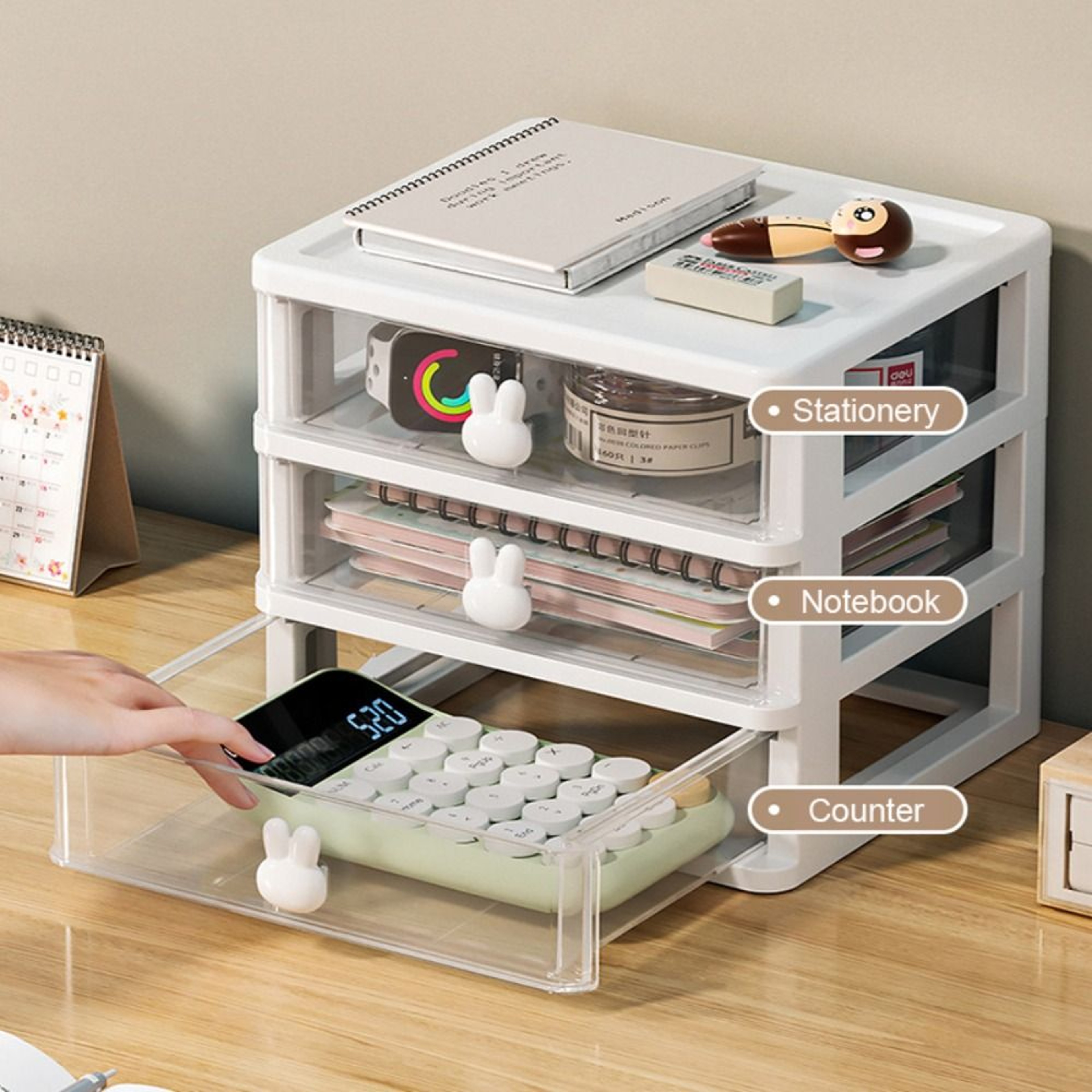 Large Capacity Desktop Organizer With Drawers For Stationery And Cosmetics 4