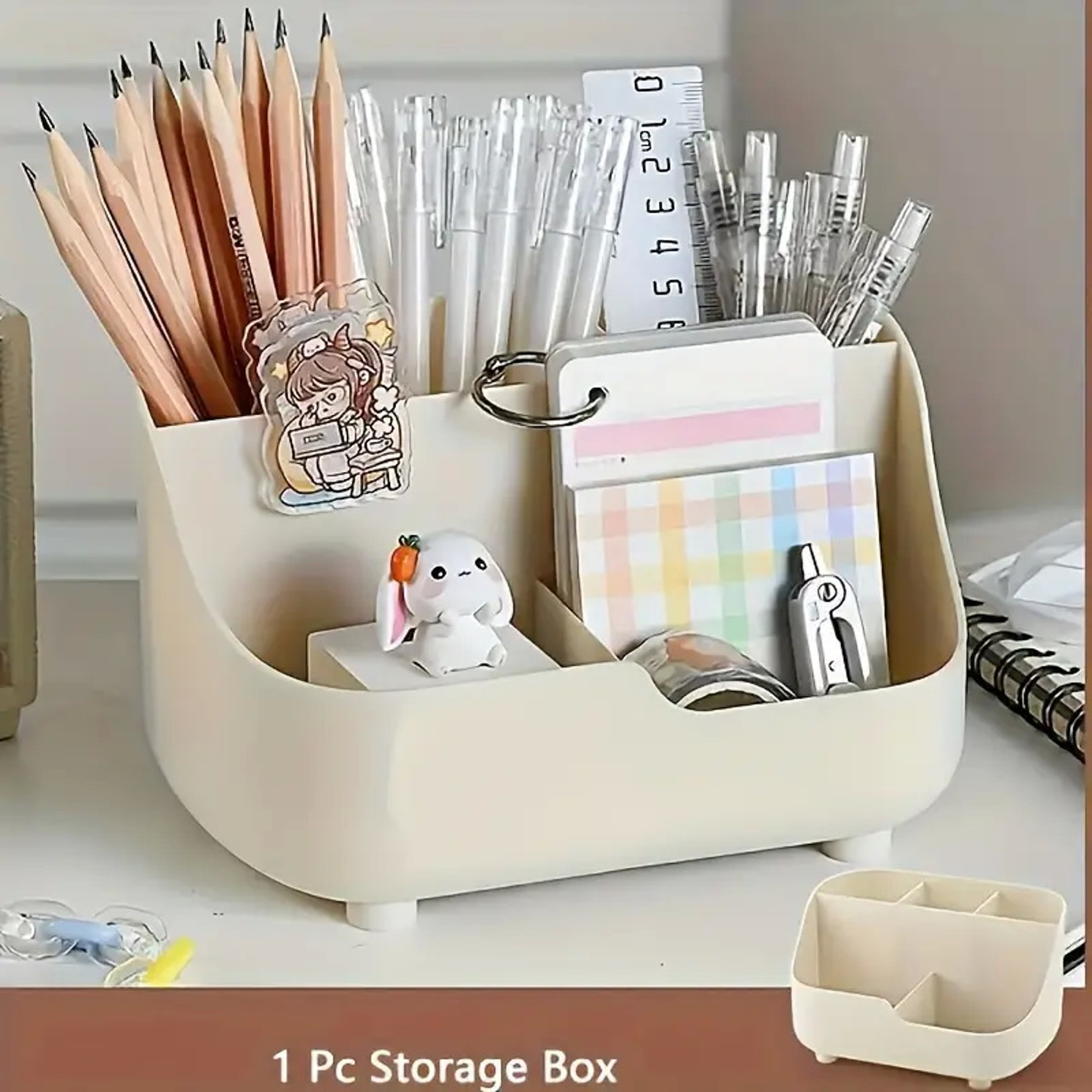Large Capacity Desk Organizer 5 Compartment Stationery Storage Box 7