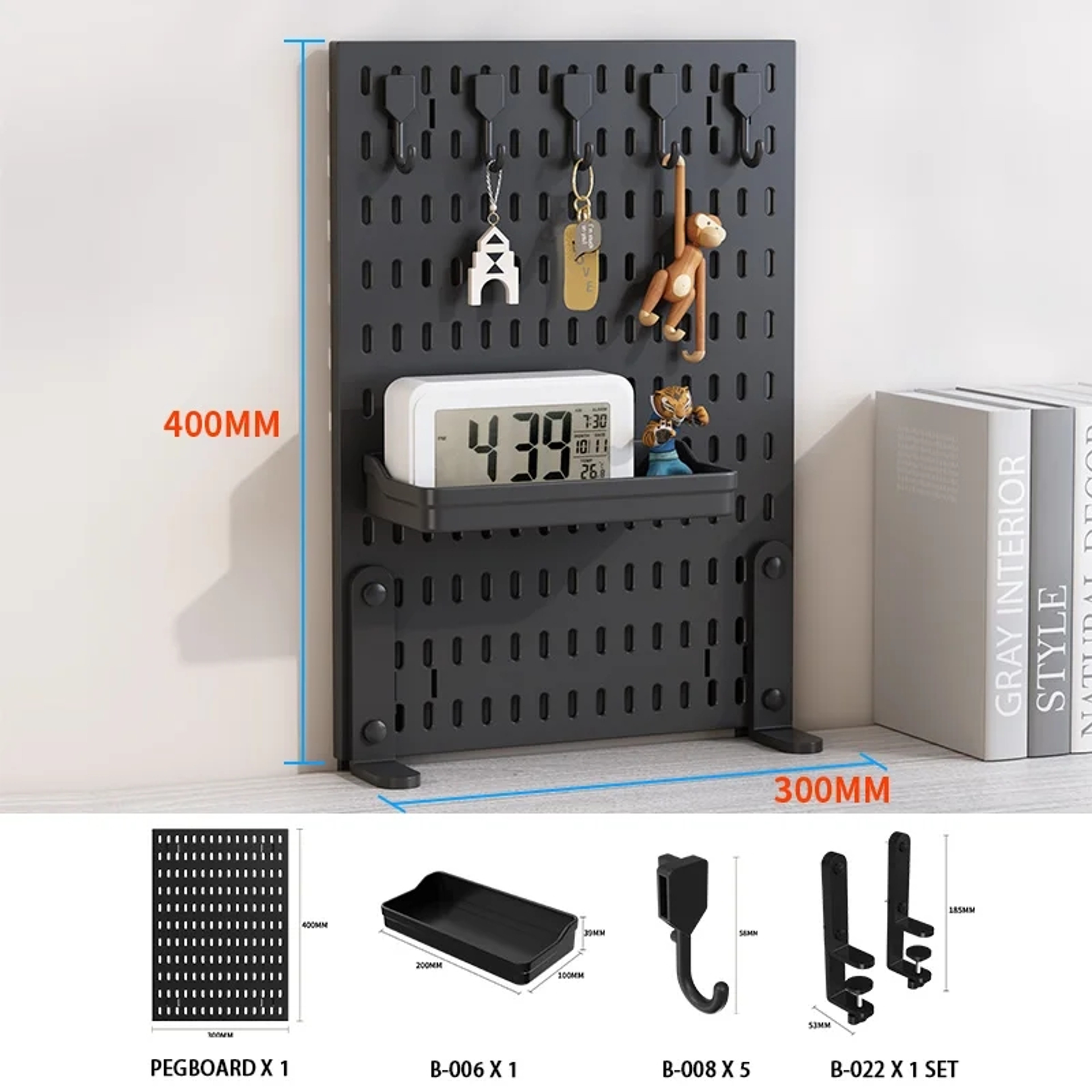 No Drill Clamp On Pegboard Organizer Desktop Storage Rack for Office and Home – view 8