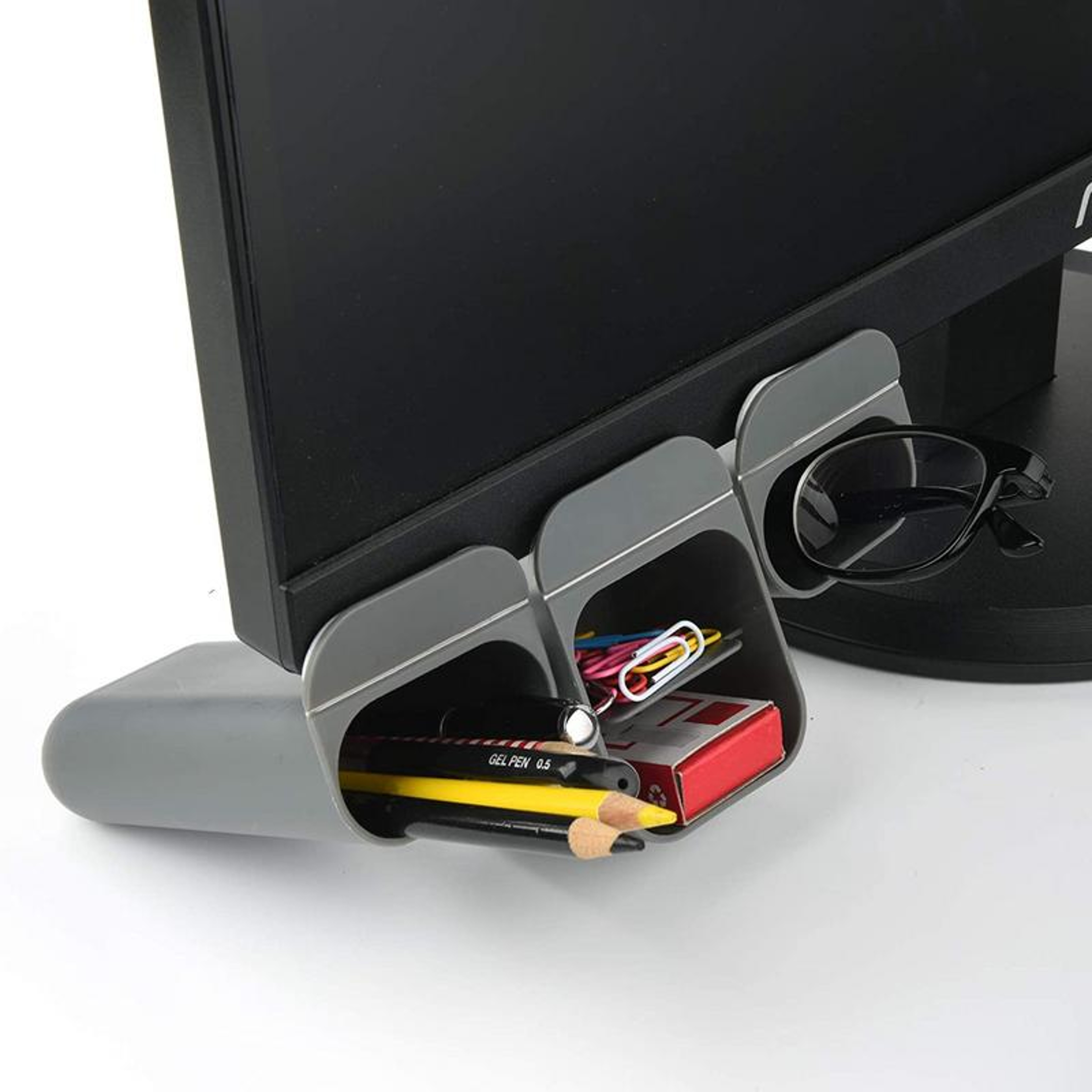 Adhesive Monitor Pen Holder Space Saving Desktop Pencil Organizer 1