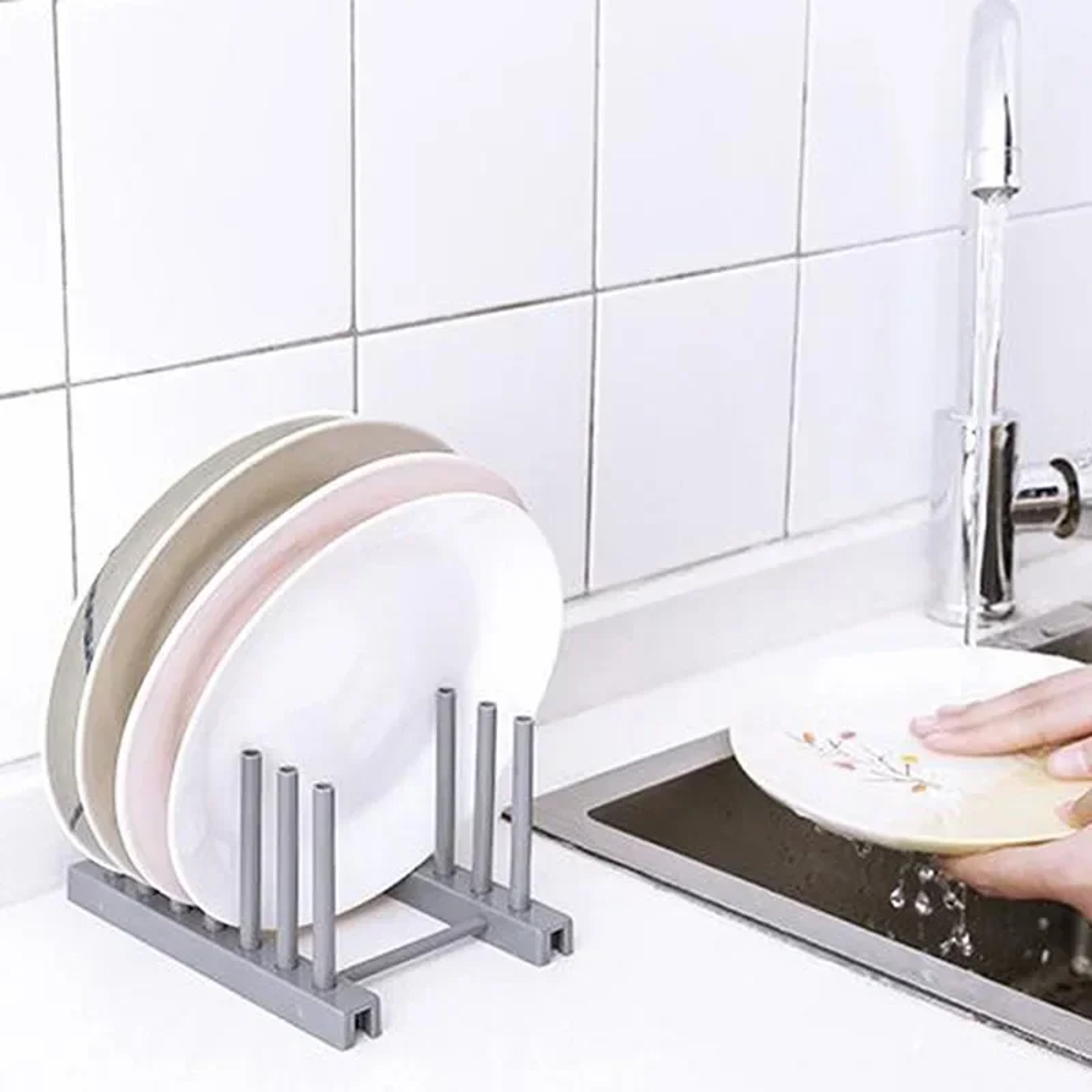 Bamboo Dish Drying Rack Wooden Plate Stand and Pot Lid Kitchen Organizer – view 4