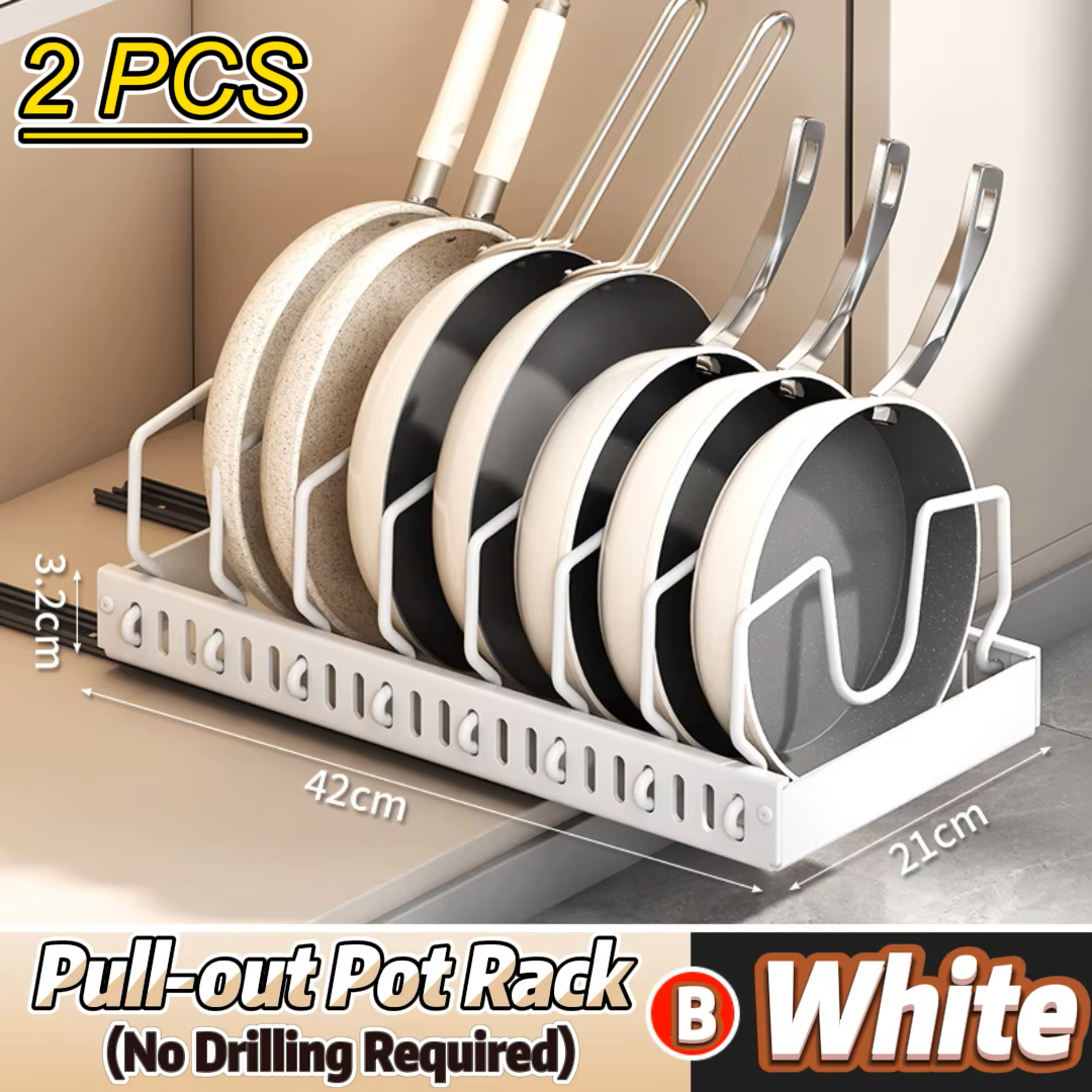 Pull Out Pots And Pans Organizer With Adjustable Dividers And Sliding Cabinet Rack 7