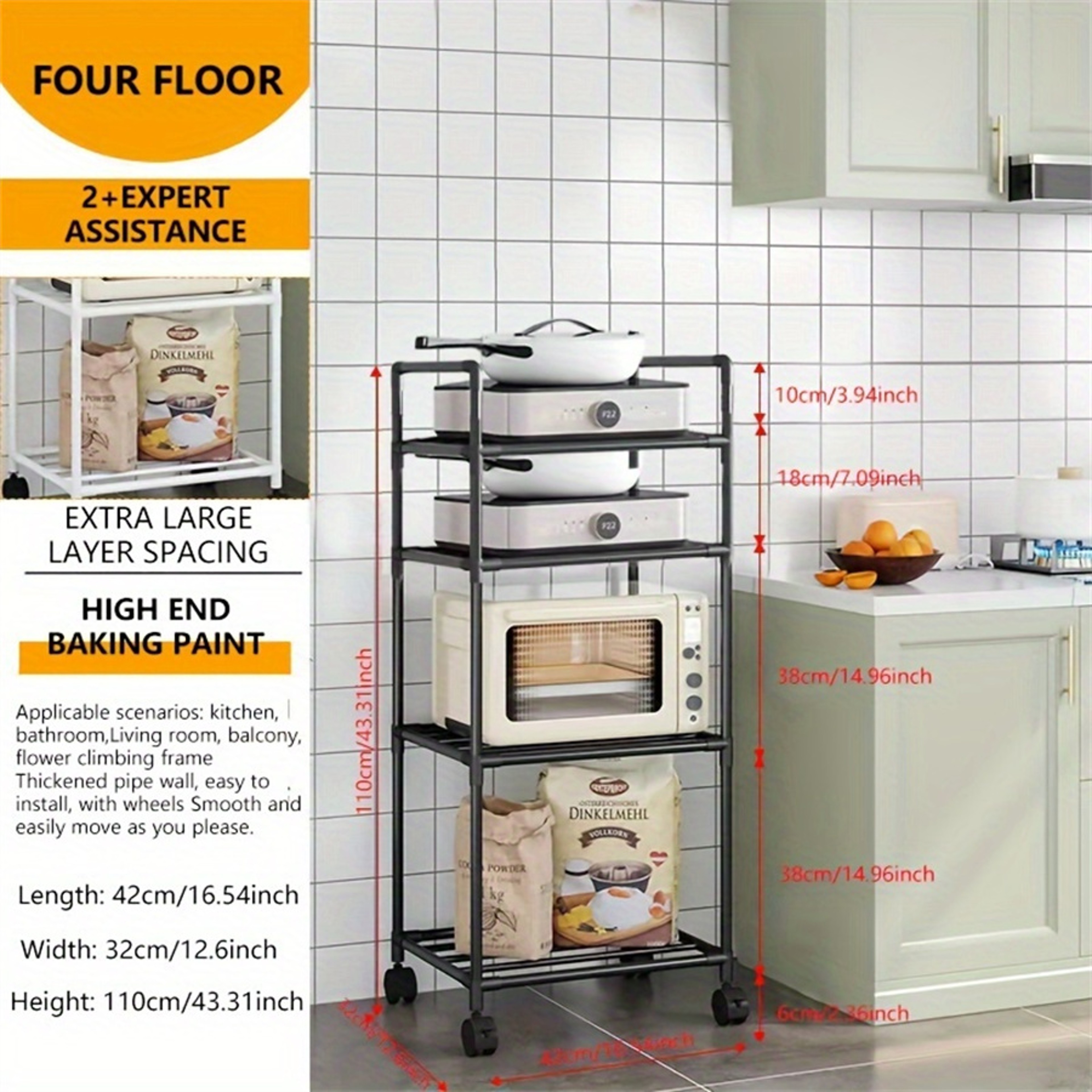 Multi Layer Kitchen Storage Rack Microwave Oven Stand And Pot Organizer 12