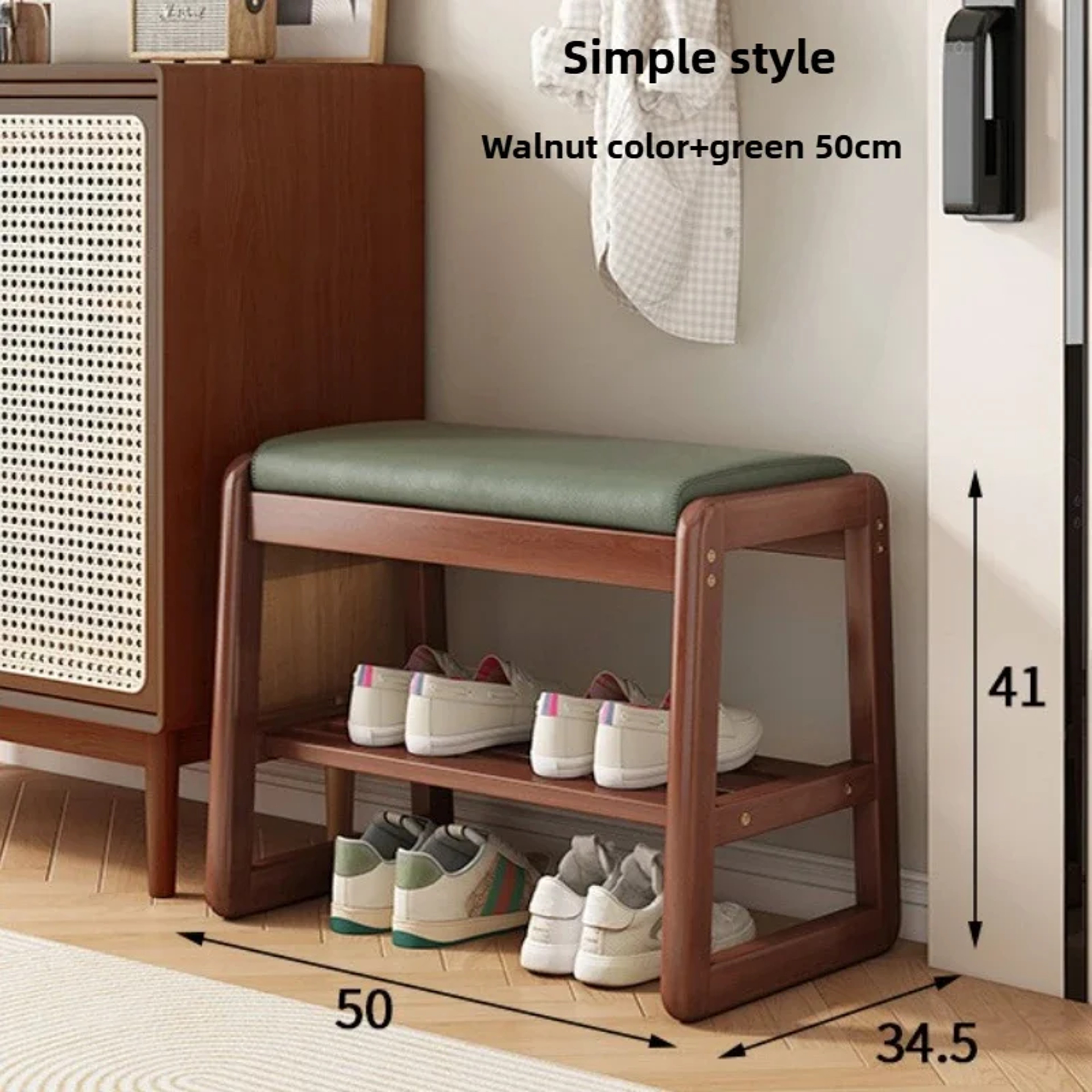Teng Woven Shoe Storage Bench Solid Wood Entryway Bench with Multi Layer Shelves – view 20