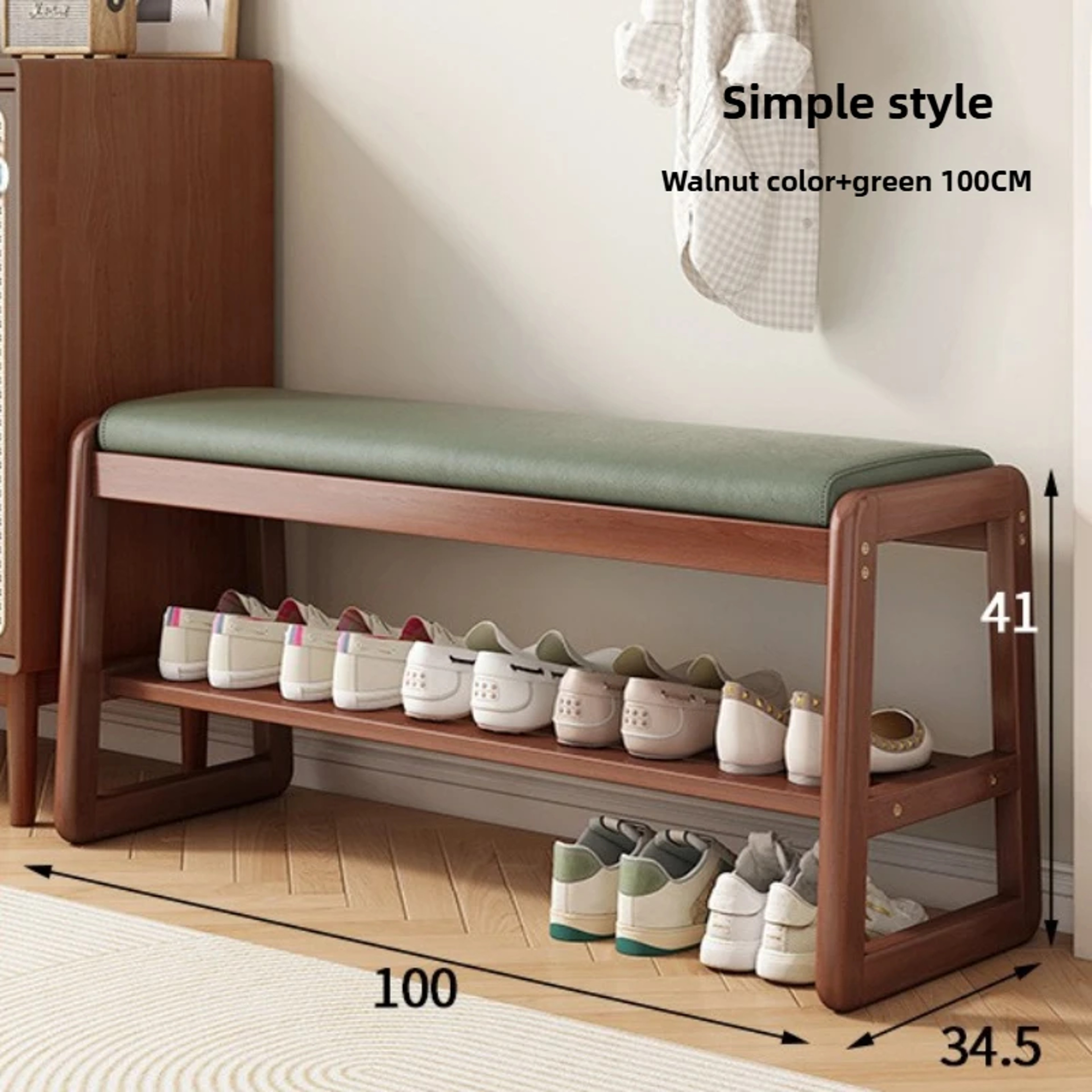 Teng Woven Shoe Storage Bench Solid Wood Entryway Bench with Multi Layer Shelves – view 22