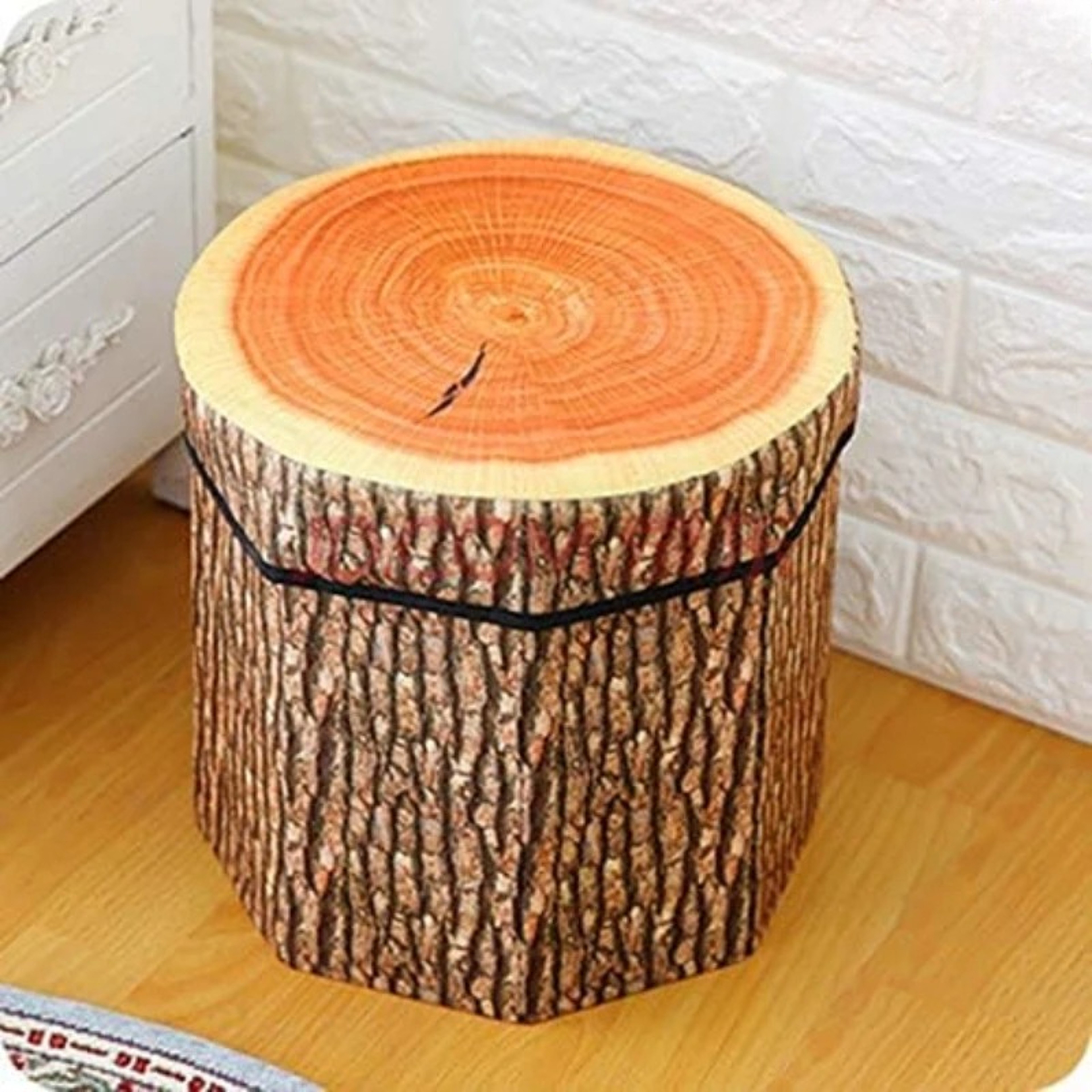 Tree Stump Storage Ottoman Folding Storage Stool And Collapsible Footrest 2