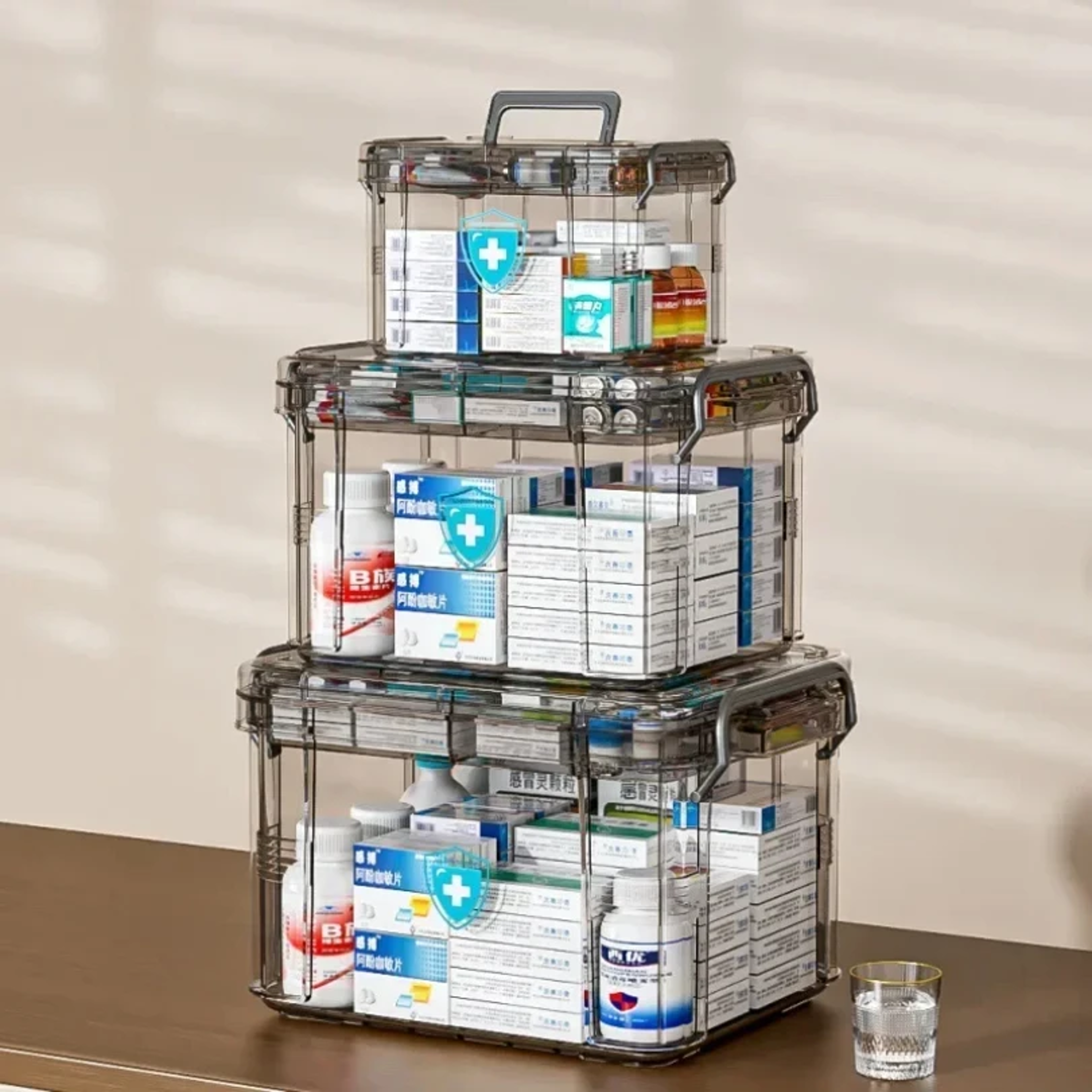 Transparent First Aid Storage Box Double Layer Medicine Organizer – view 1
