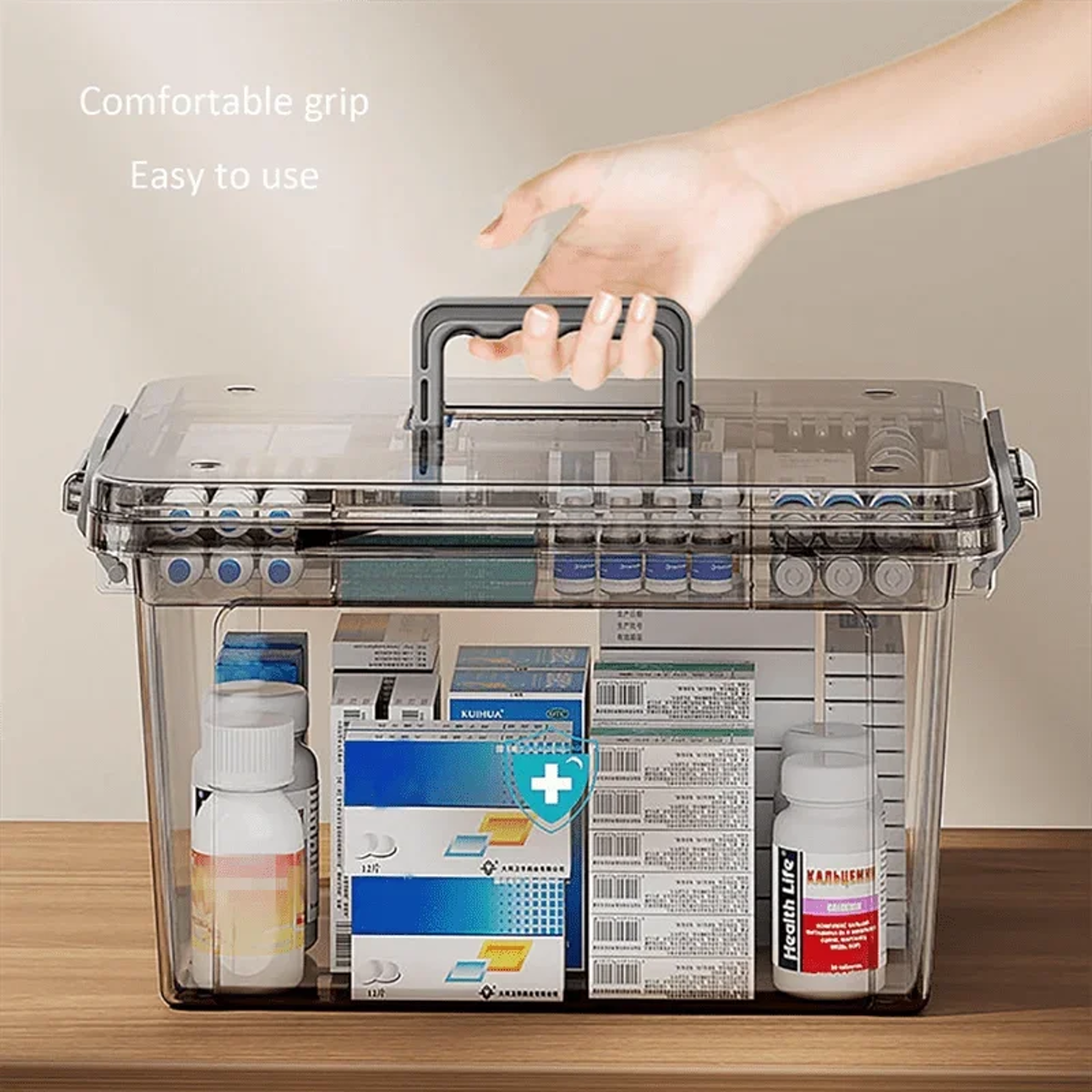 Transparent First Aid Storage Box Double Layer Medicine Organizer – view 5