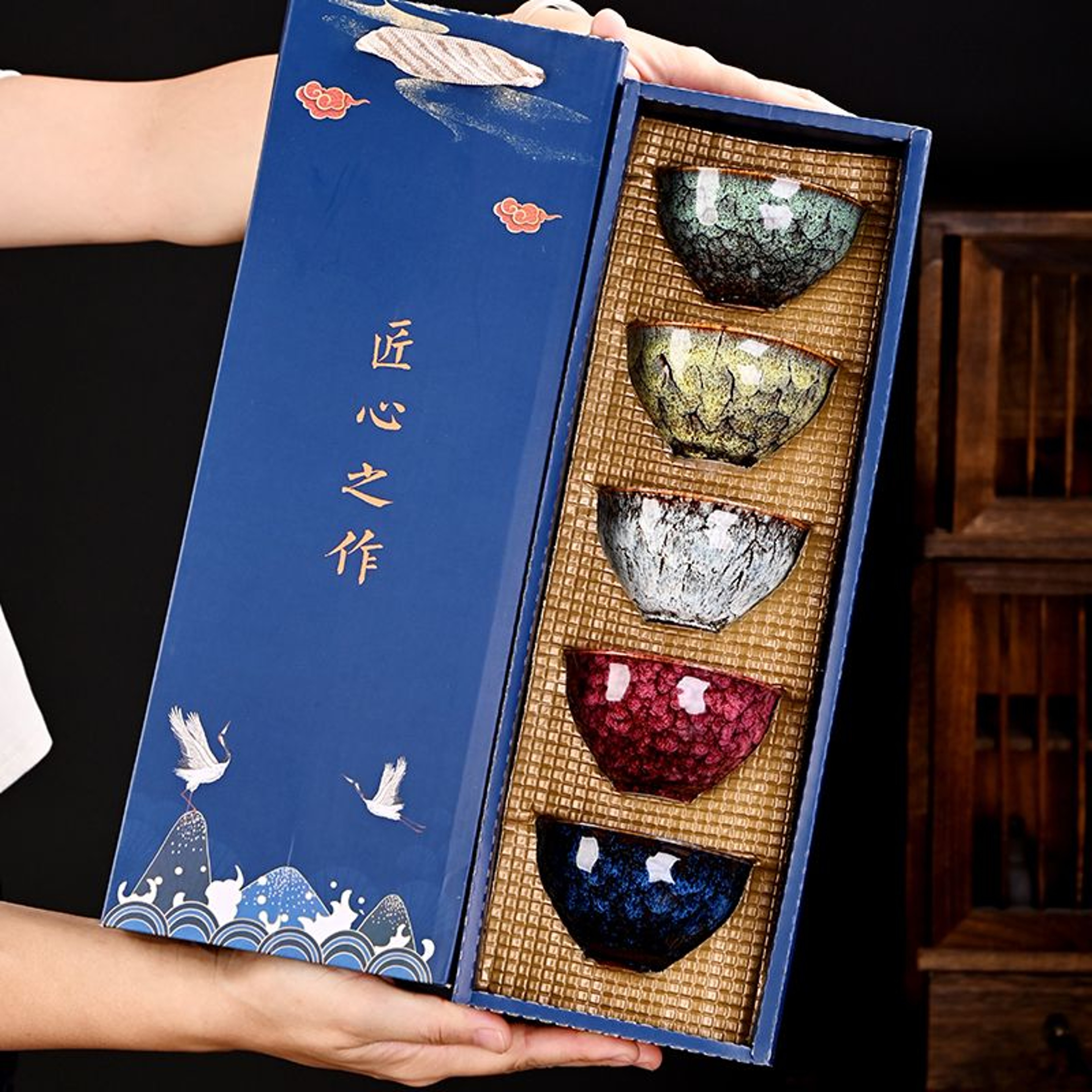 Five Elements Ceramic Kung Fu Tea Set Chinese Tea Cups For Tea Tasting And Gifting 9