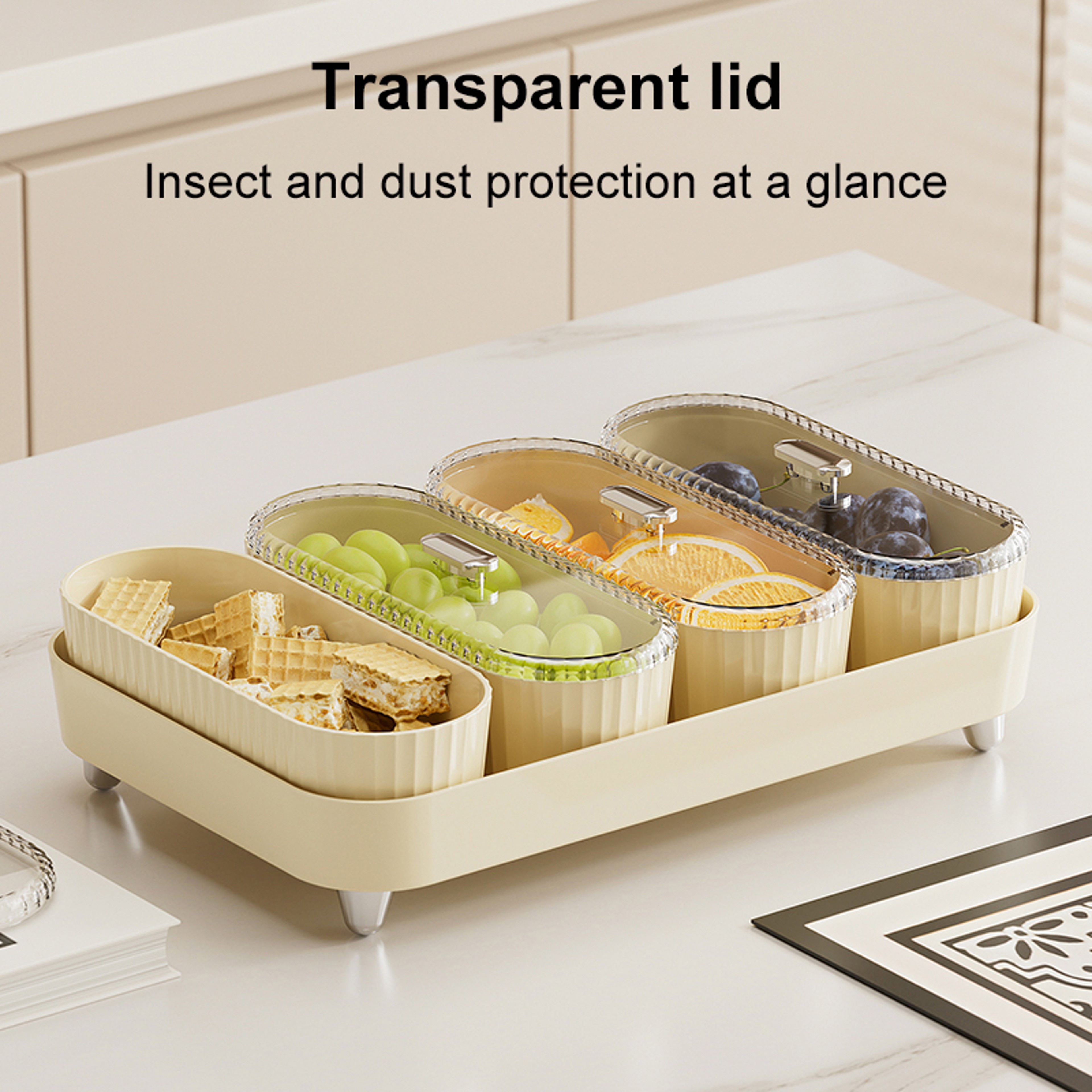 UFRU Modern Fruit Bowl with Lid and Dry Fruit Snack Container – view 4