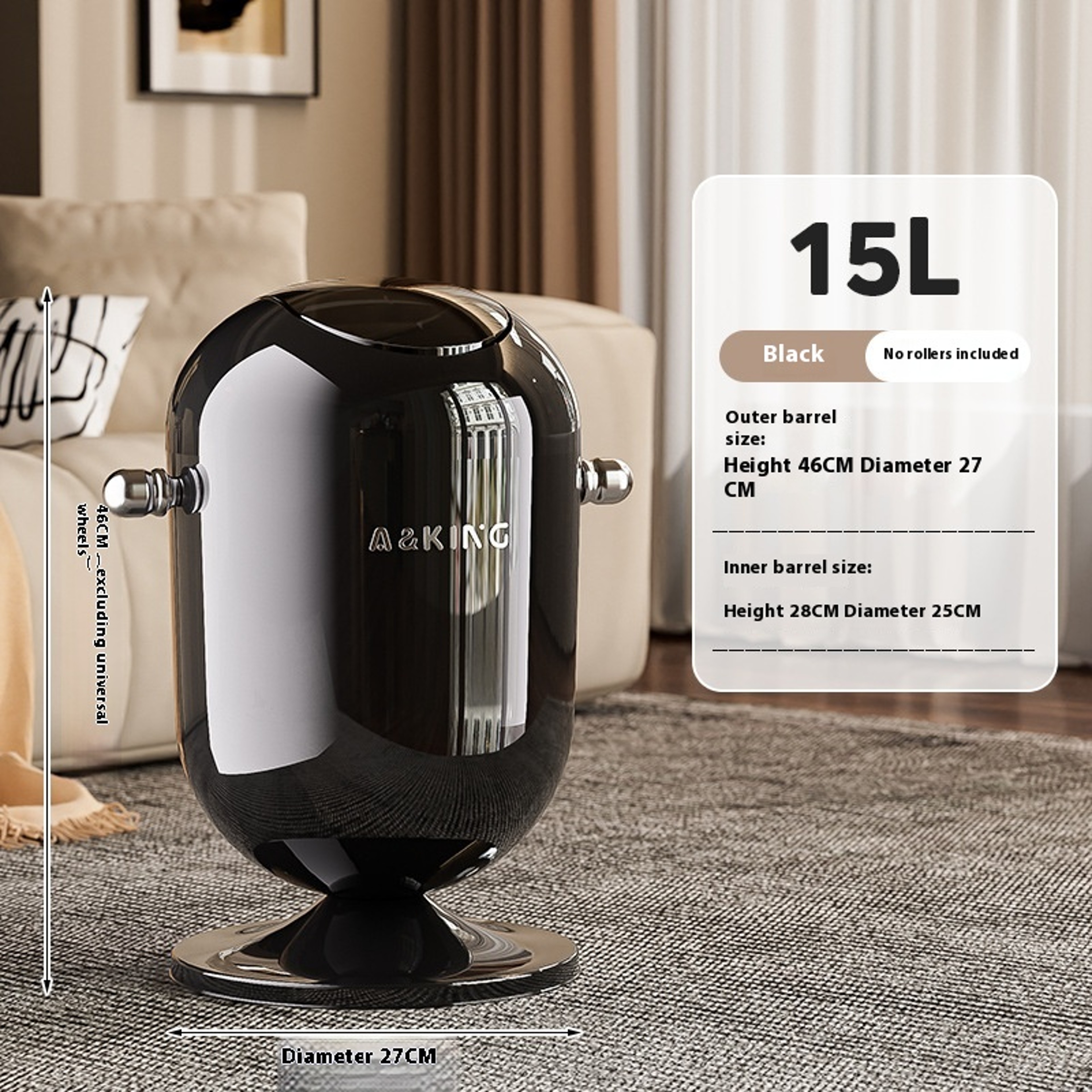 Touch Free Stainless Steel Trash Can With Floating Lid And Large Capacity Tall Design 5
