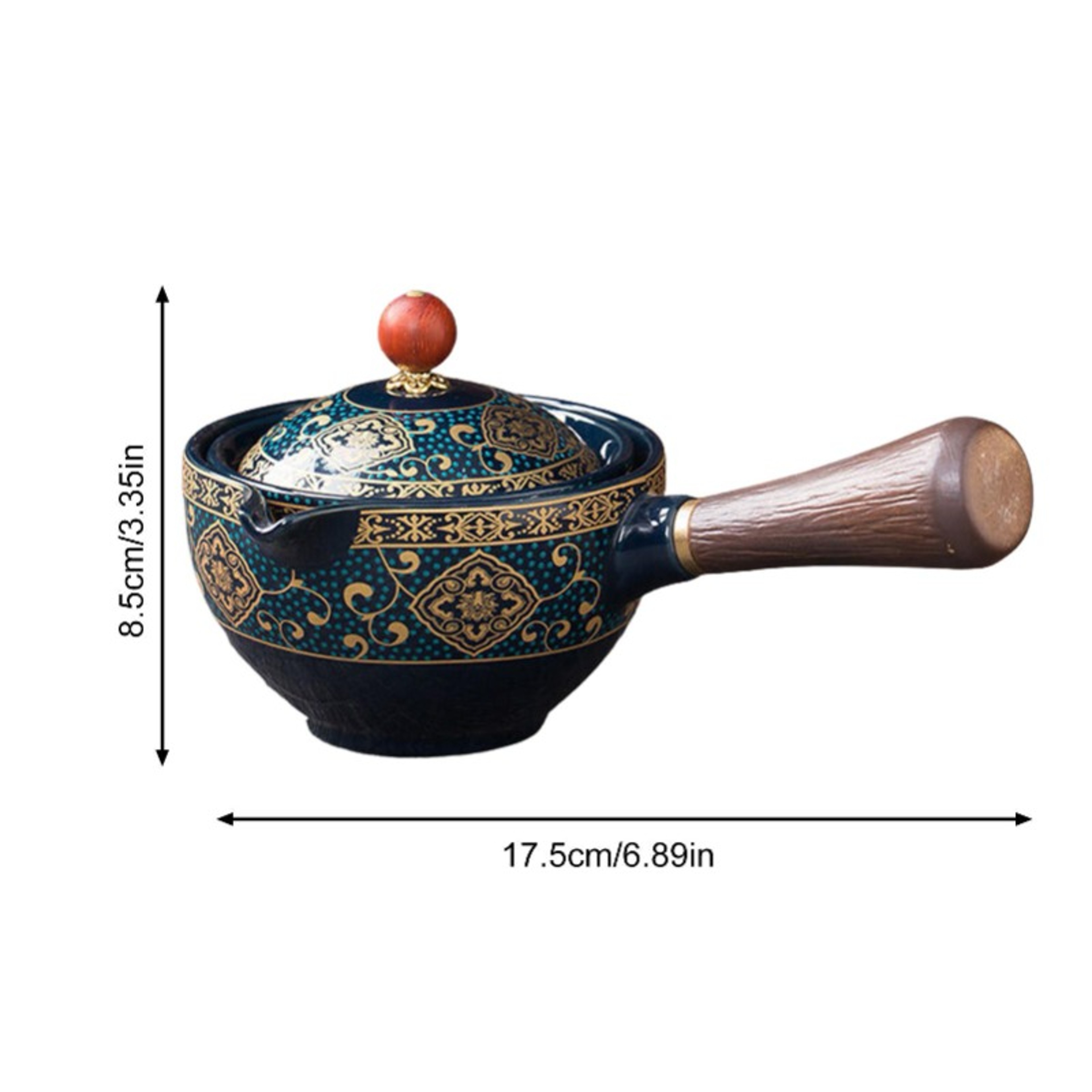 160ml Ceramic Teapot With Rotating Infuser And Wooden Side Handle For Gongfu Tea 4