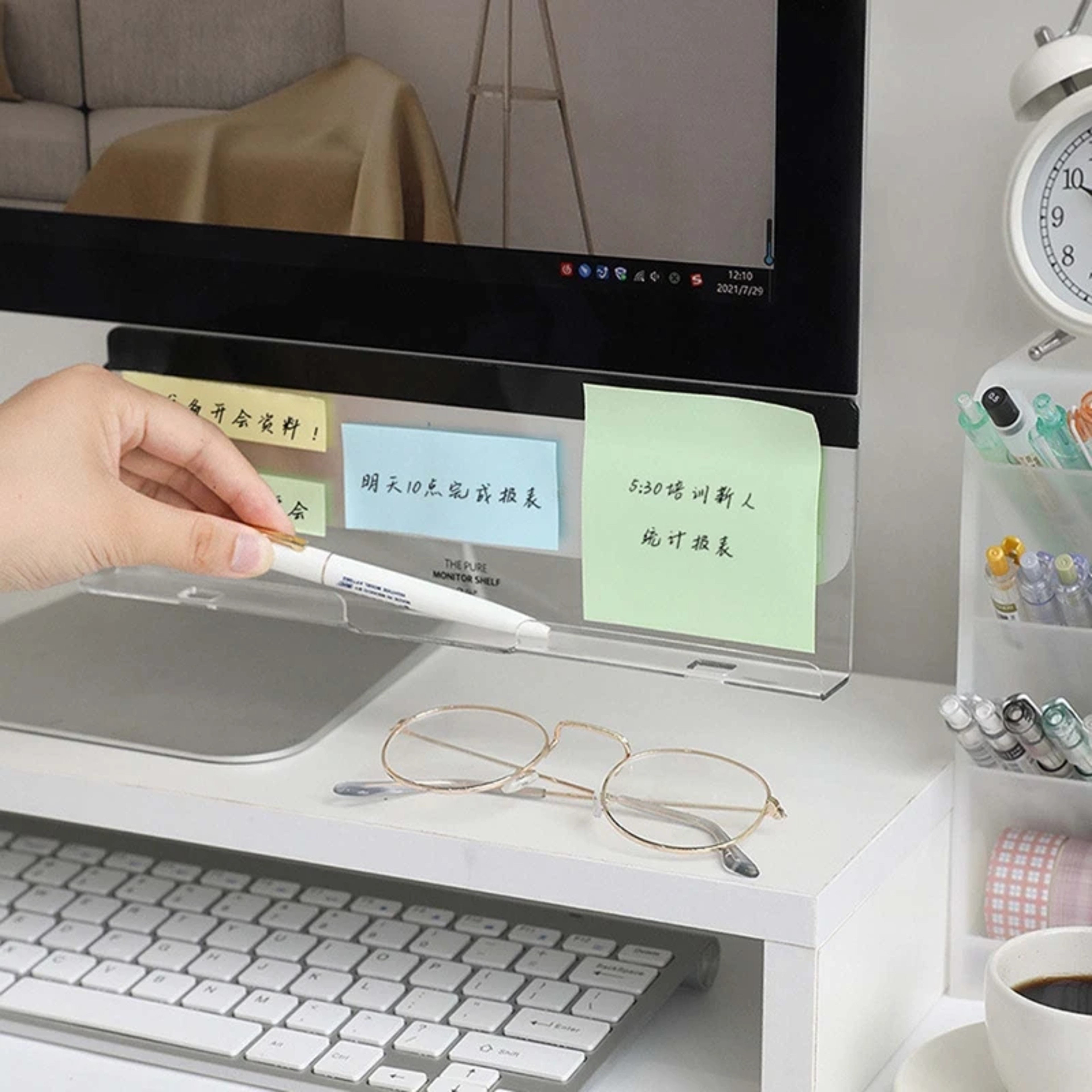 Under Monitor Message Board Desk Organizer With Phone And Memo Storage 5