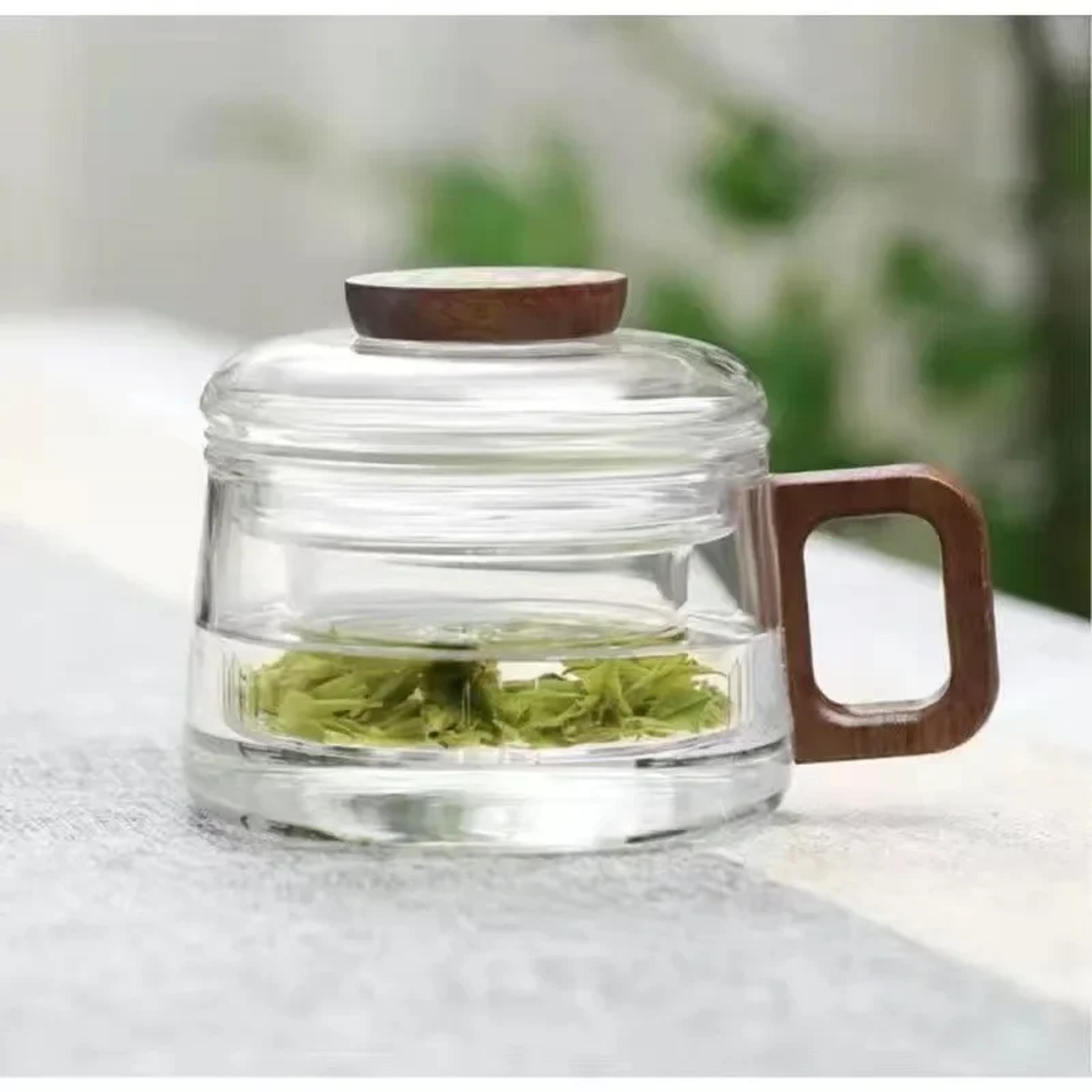200ml Borosilicate Glass Tea Cup with Filter Wooden Handle and Lid – view 9