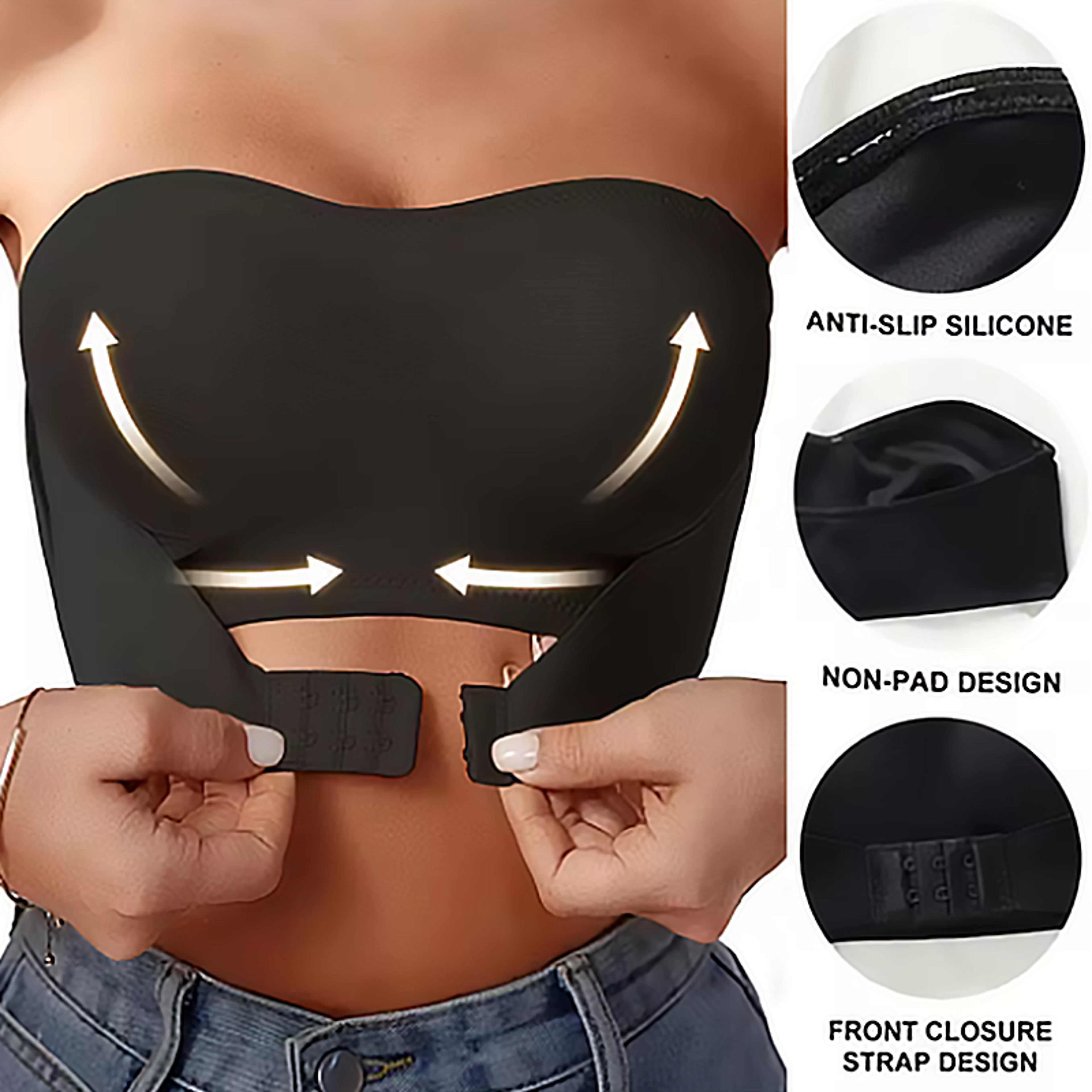 Strapless Seamless Push Up Bra with Wire Free Anti Slip Design – view 1