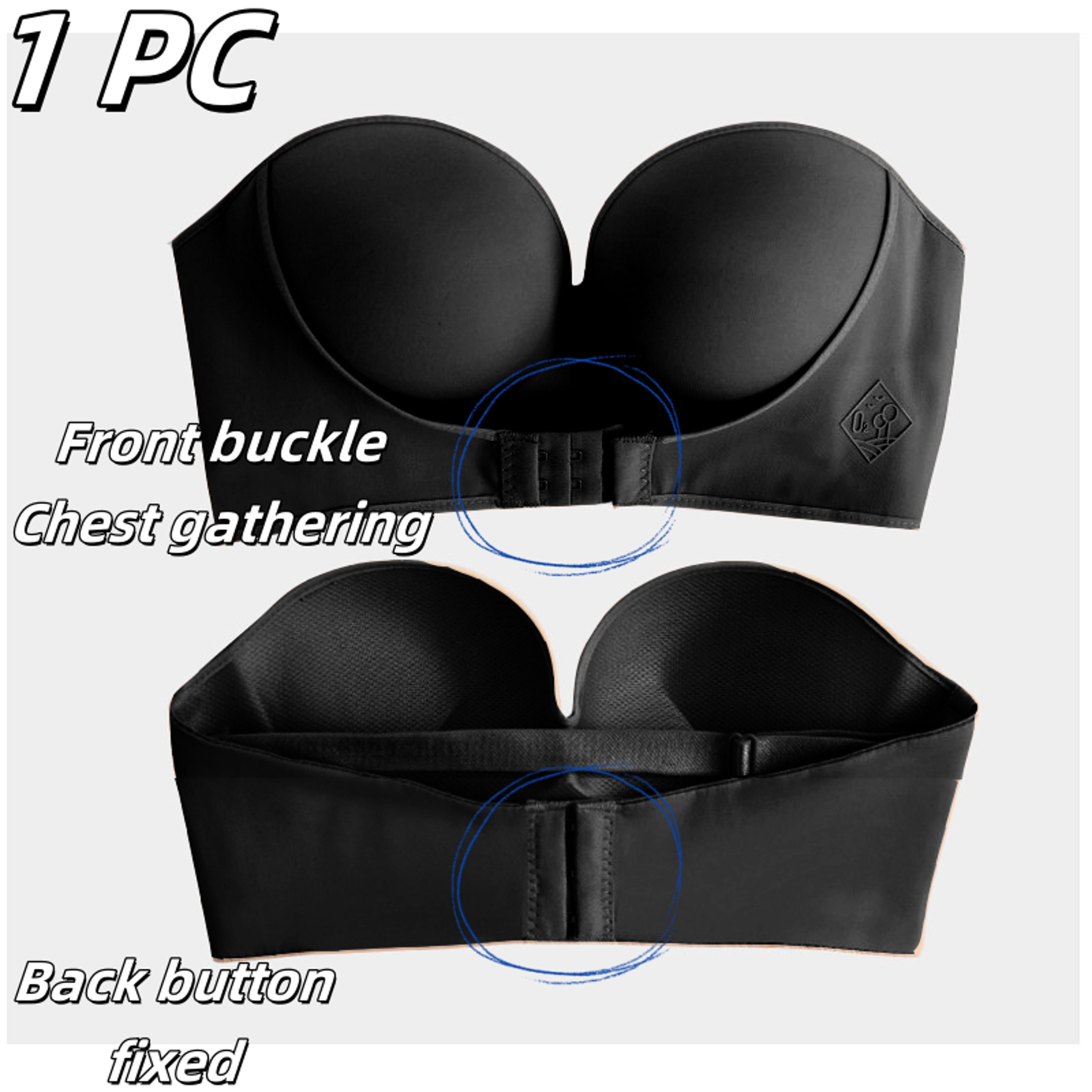 Strapless Seamless Push Up Bra with Wire Free Anti Slip Design – view 8
