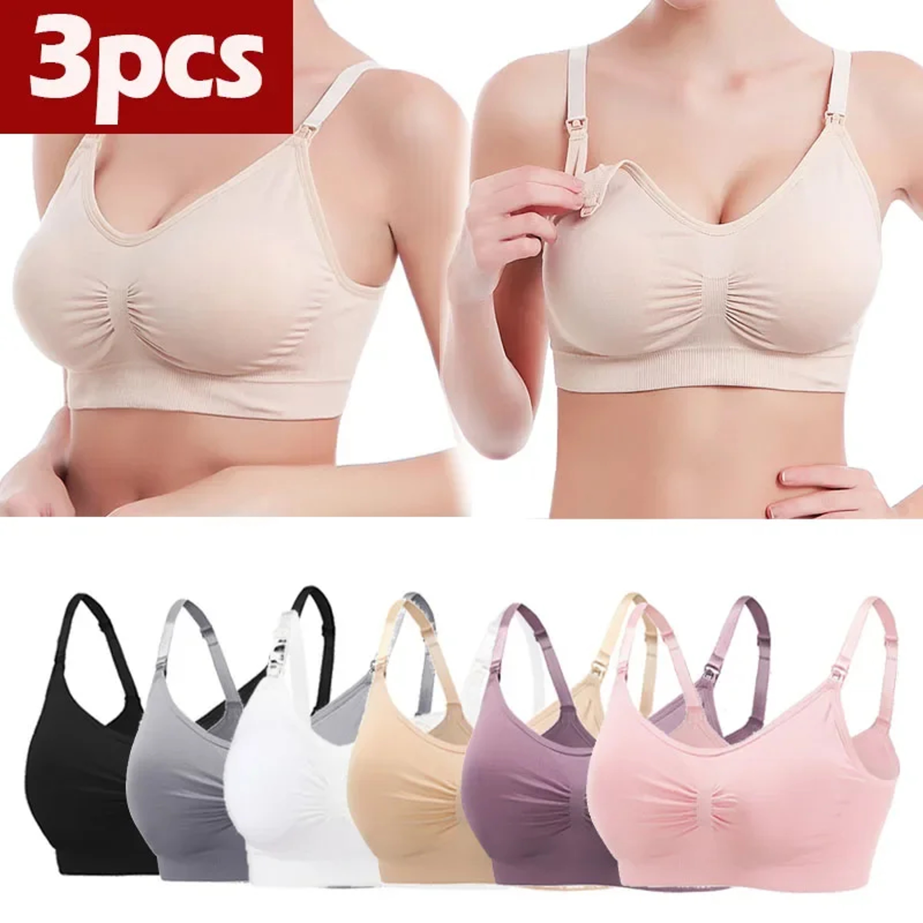 3 Pack Wire Free Maternity Nursing Bras For Breastfeeding 1