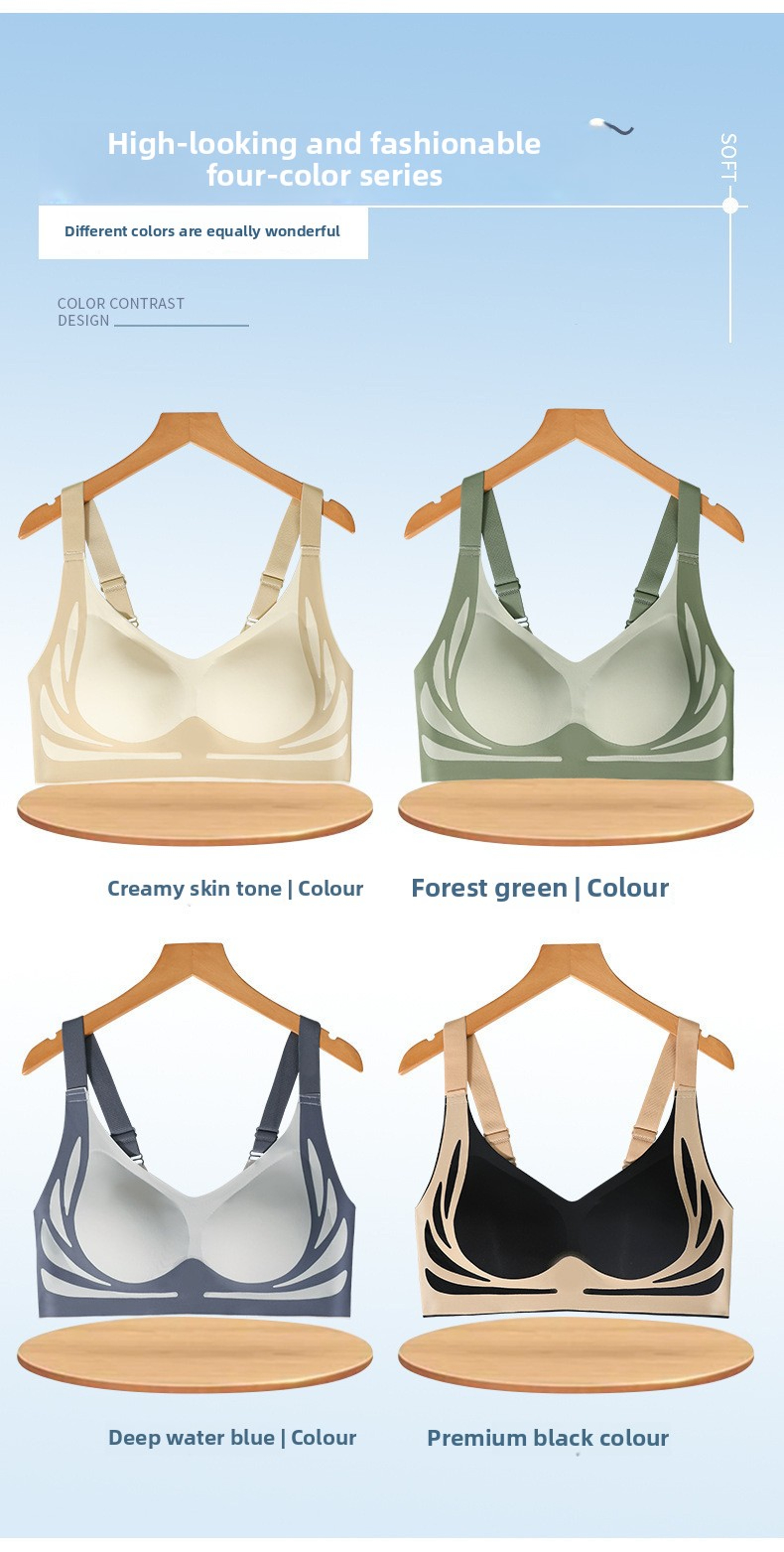 Plus Size Wire Free Push Up Bra Seamless Full Cup Support with Adjustable Straps – view 5