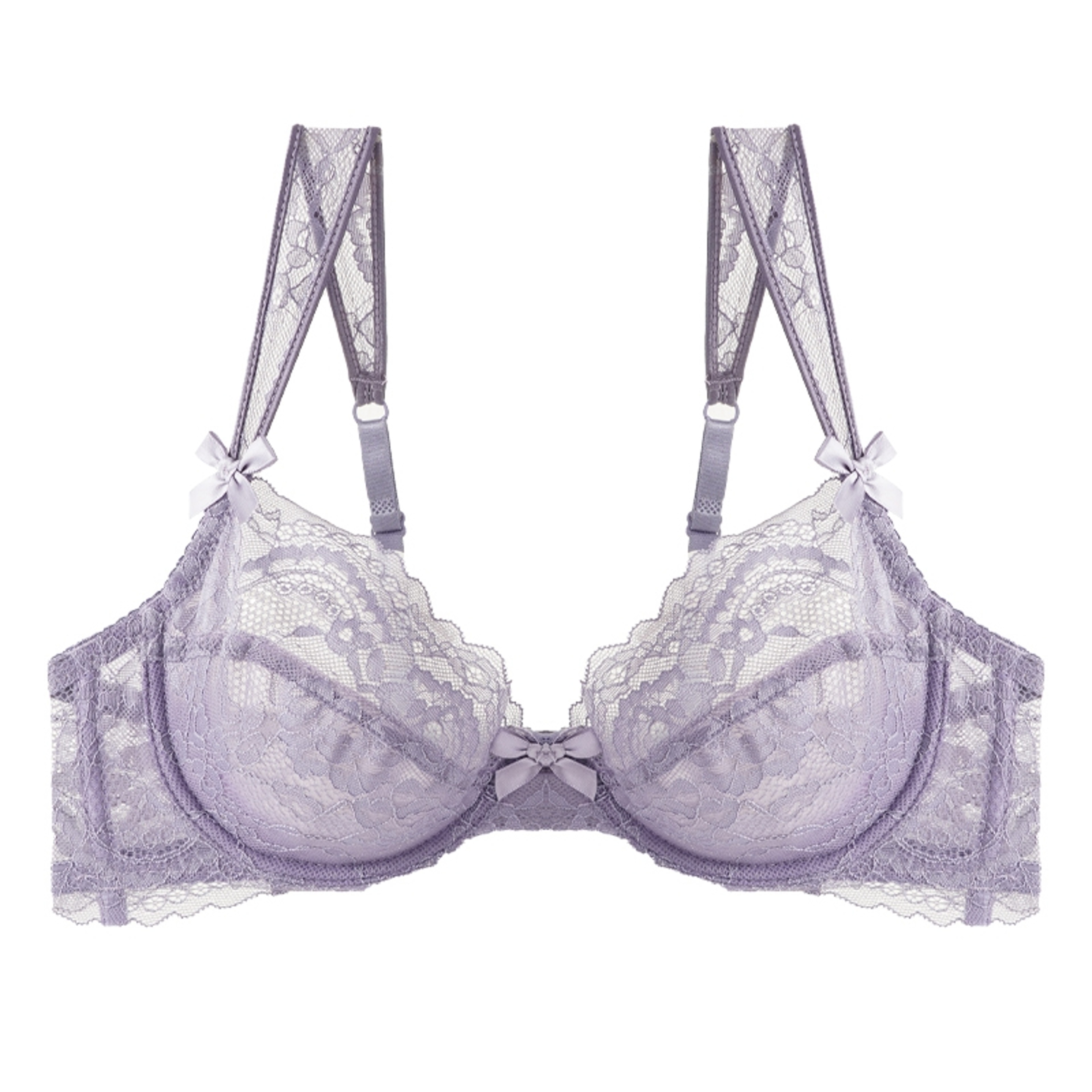 Ultra Thin Lace Underwire Bra With Adjustable Straps And Bow Detail 0