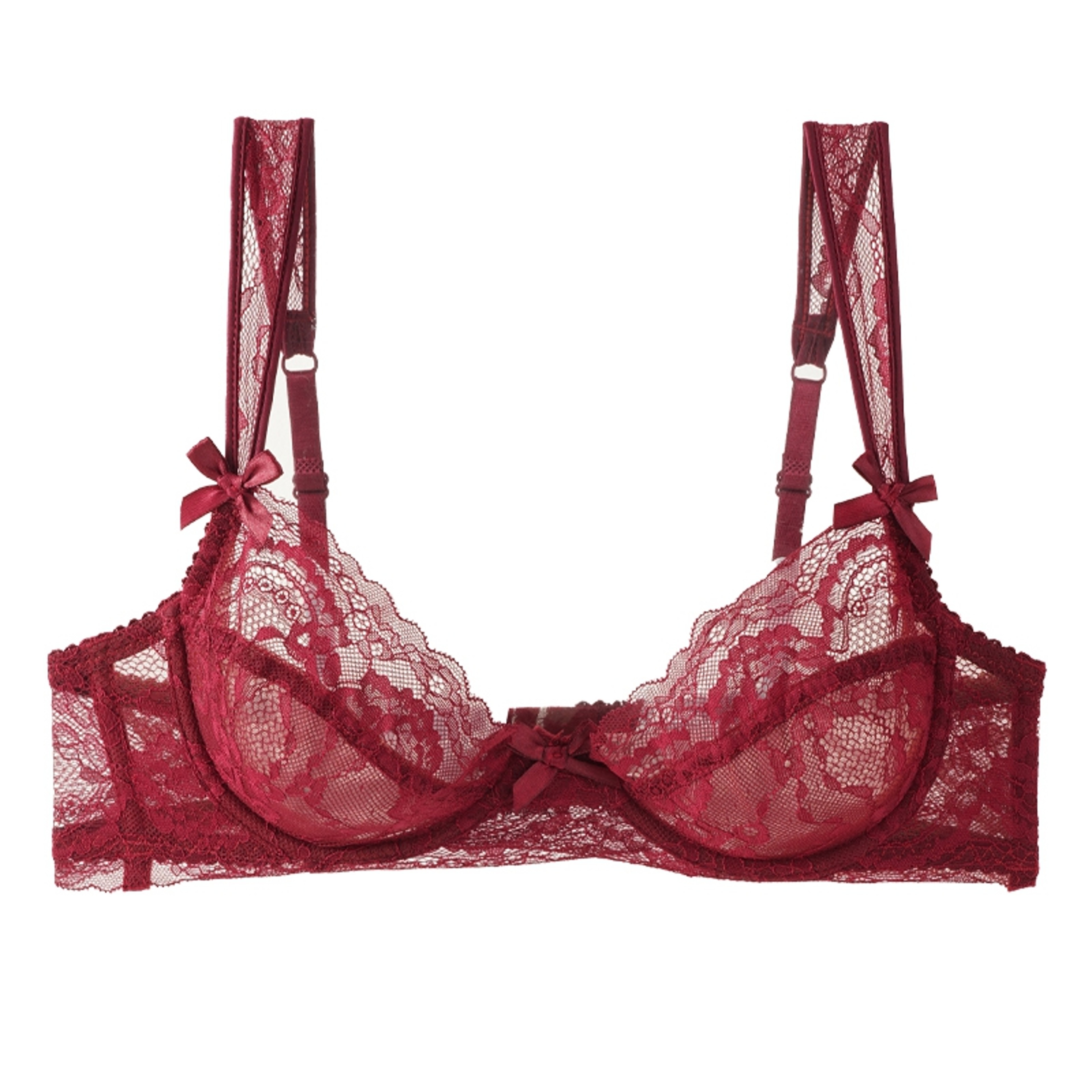 Ultra Thin Lace Underwire Bra With Adjustable Straps And Bow Detail 10