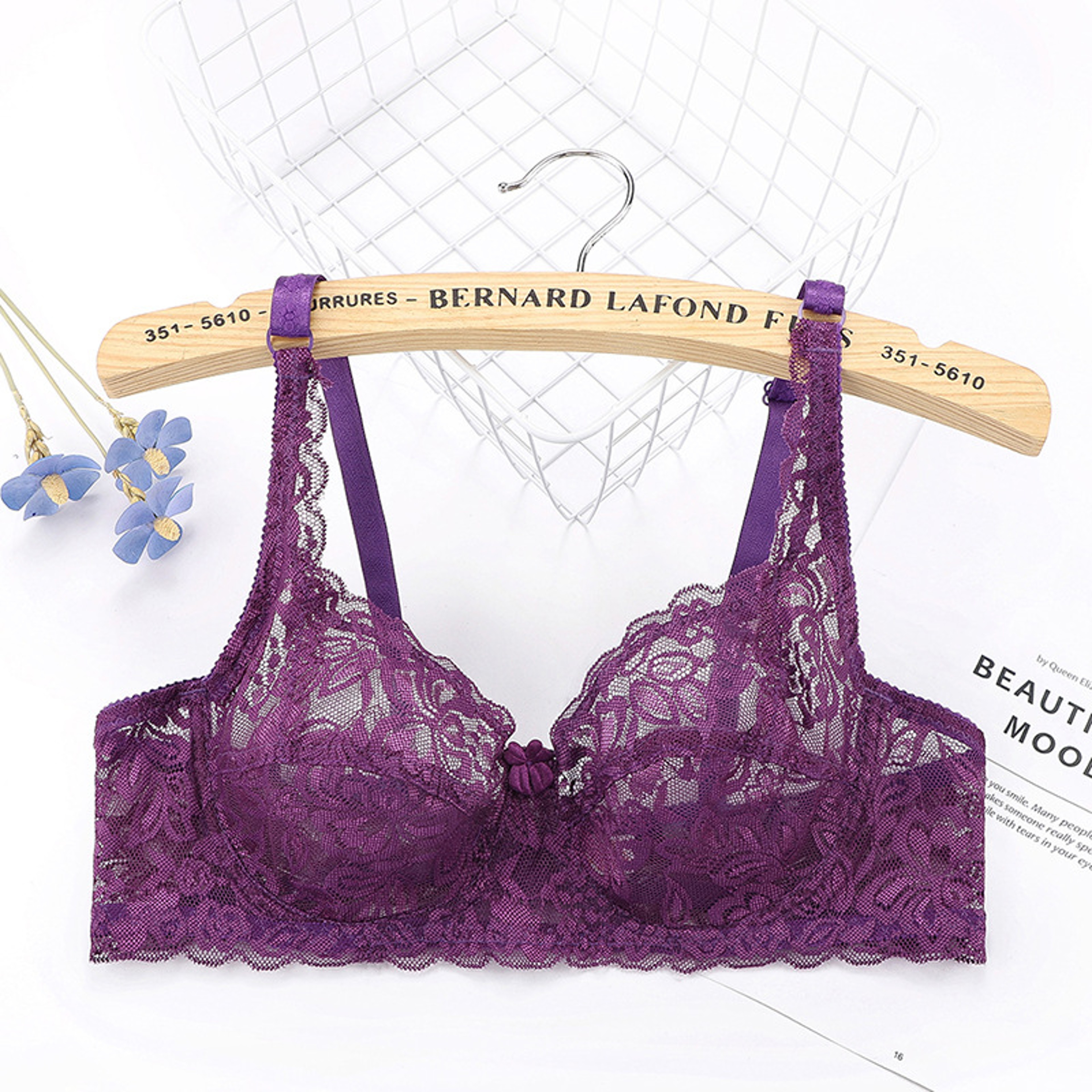 Plus Size Lace Push Up Bra With Underwire And Adjustable Straps 11