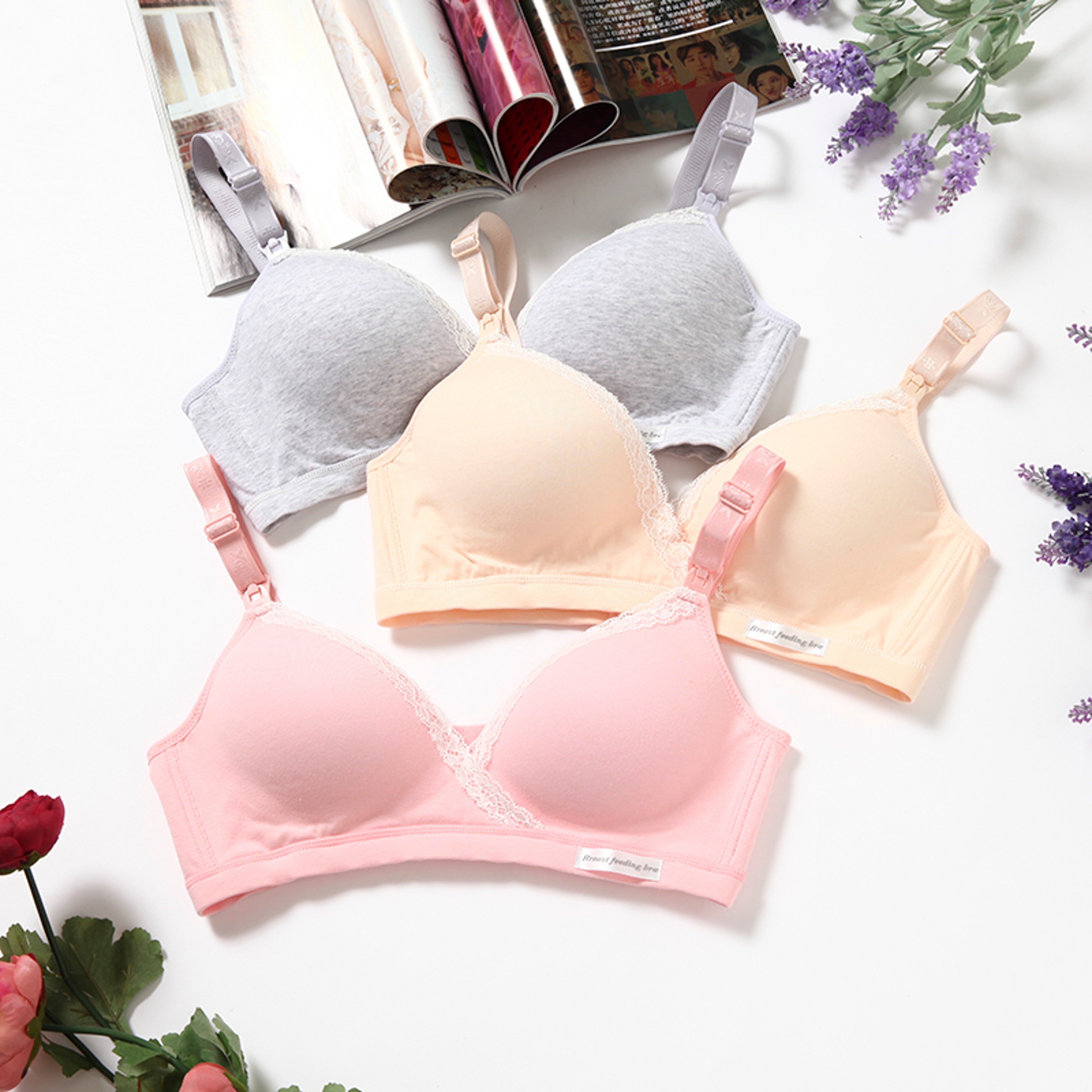 Wirefree Cotton Nursing Bra With Adjustable Convertible Straps For Pregnancy And Breastfeeding 2