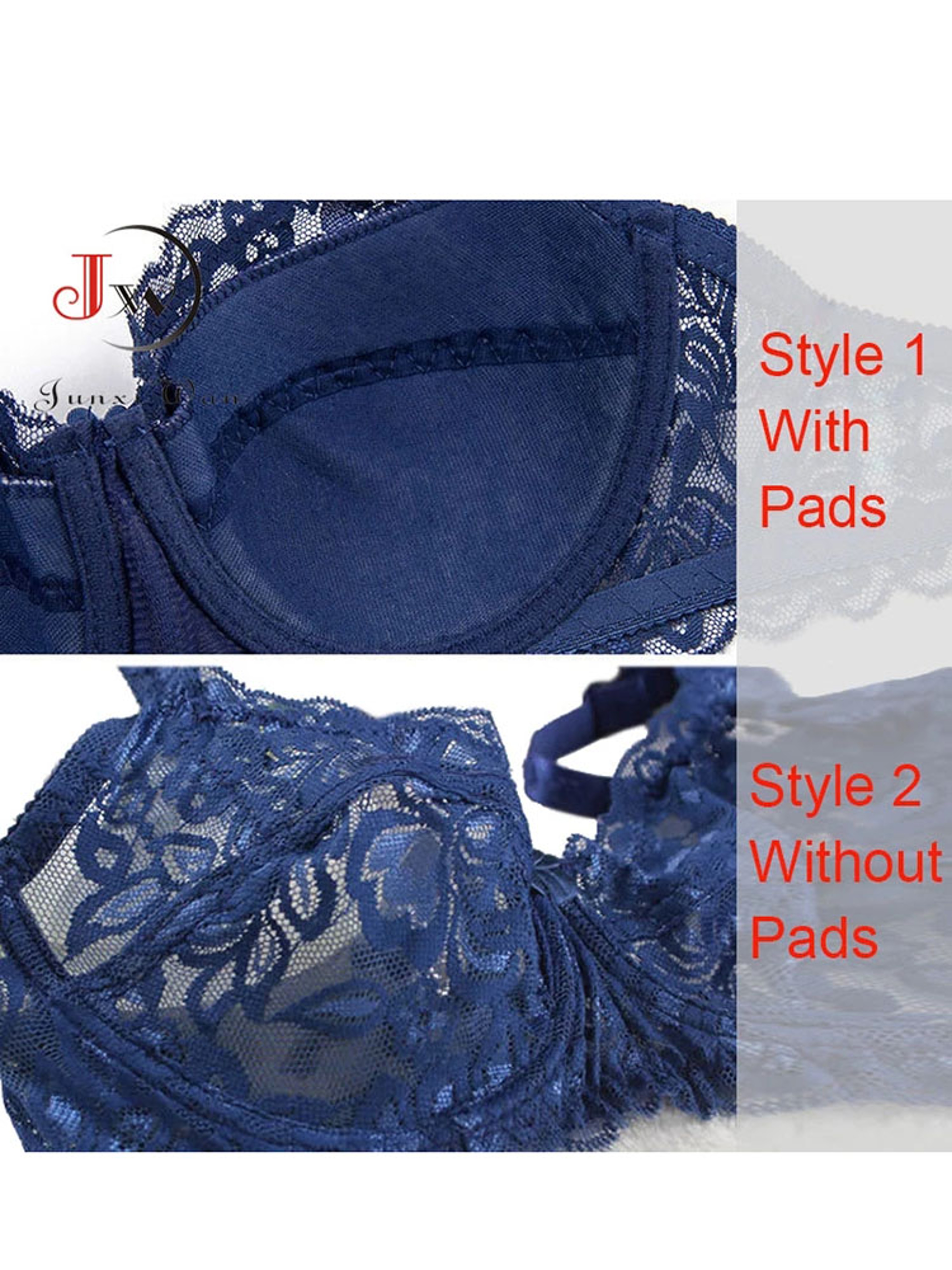 Breathable Lace Push Up Bra With Padded Three Quarter Cups And Adjustable Straps 3