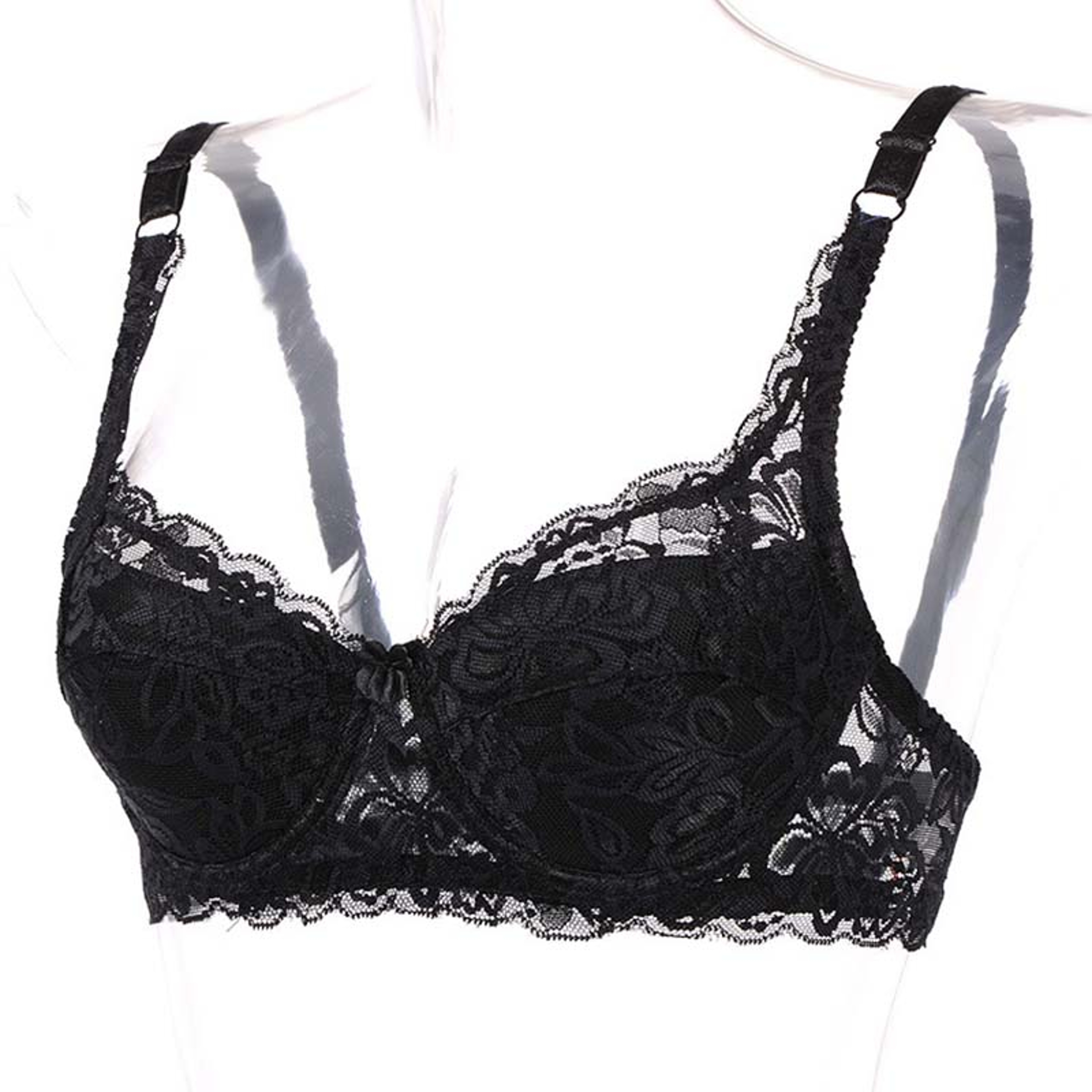 Breathable Lace Push Up Bra With Padded Three Quarter Cups And Adjustable Straps 0