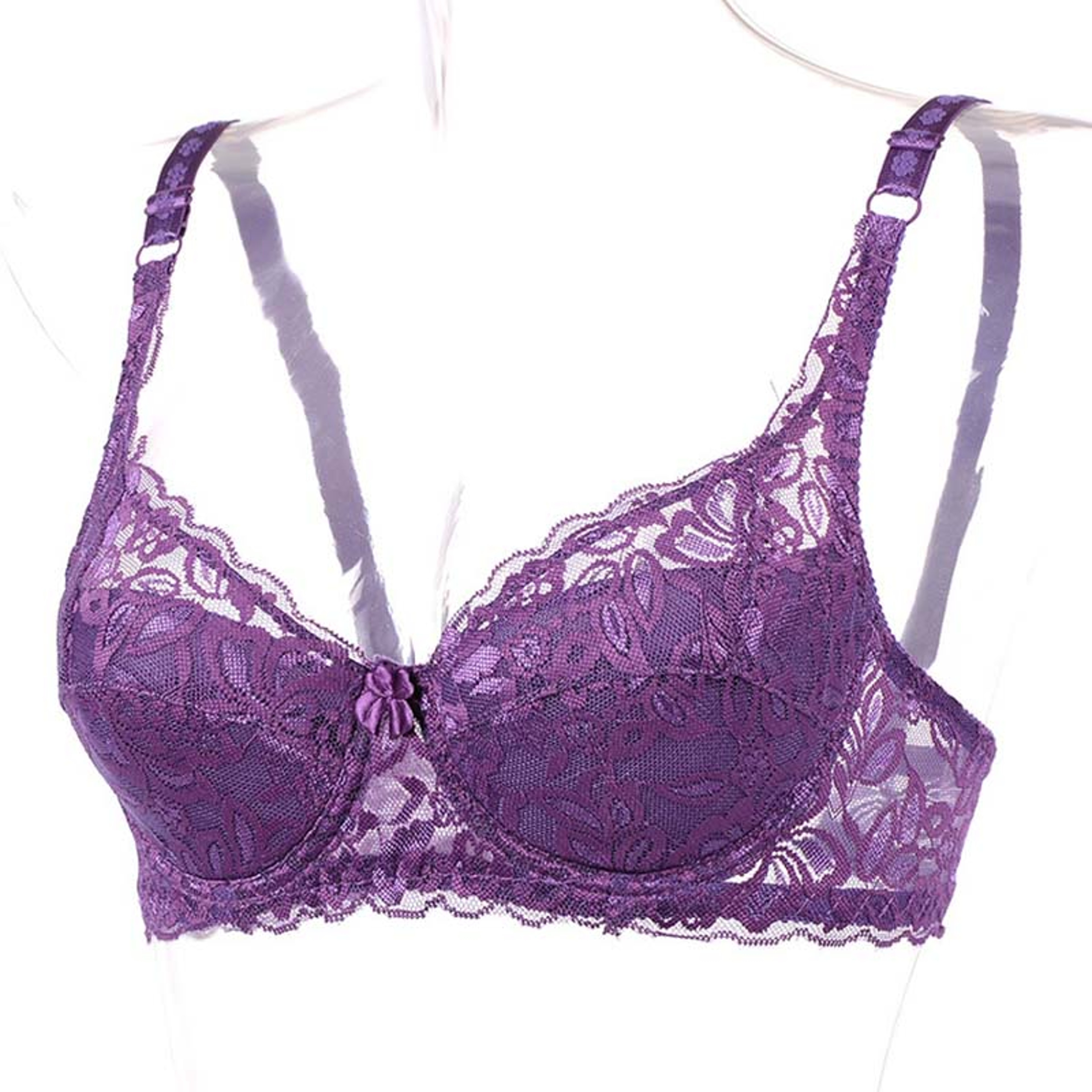 Breathable Lace Push Up Bra With Padded Three Quarter Cups And Adjustable Straps 4