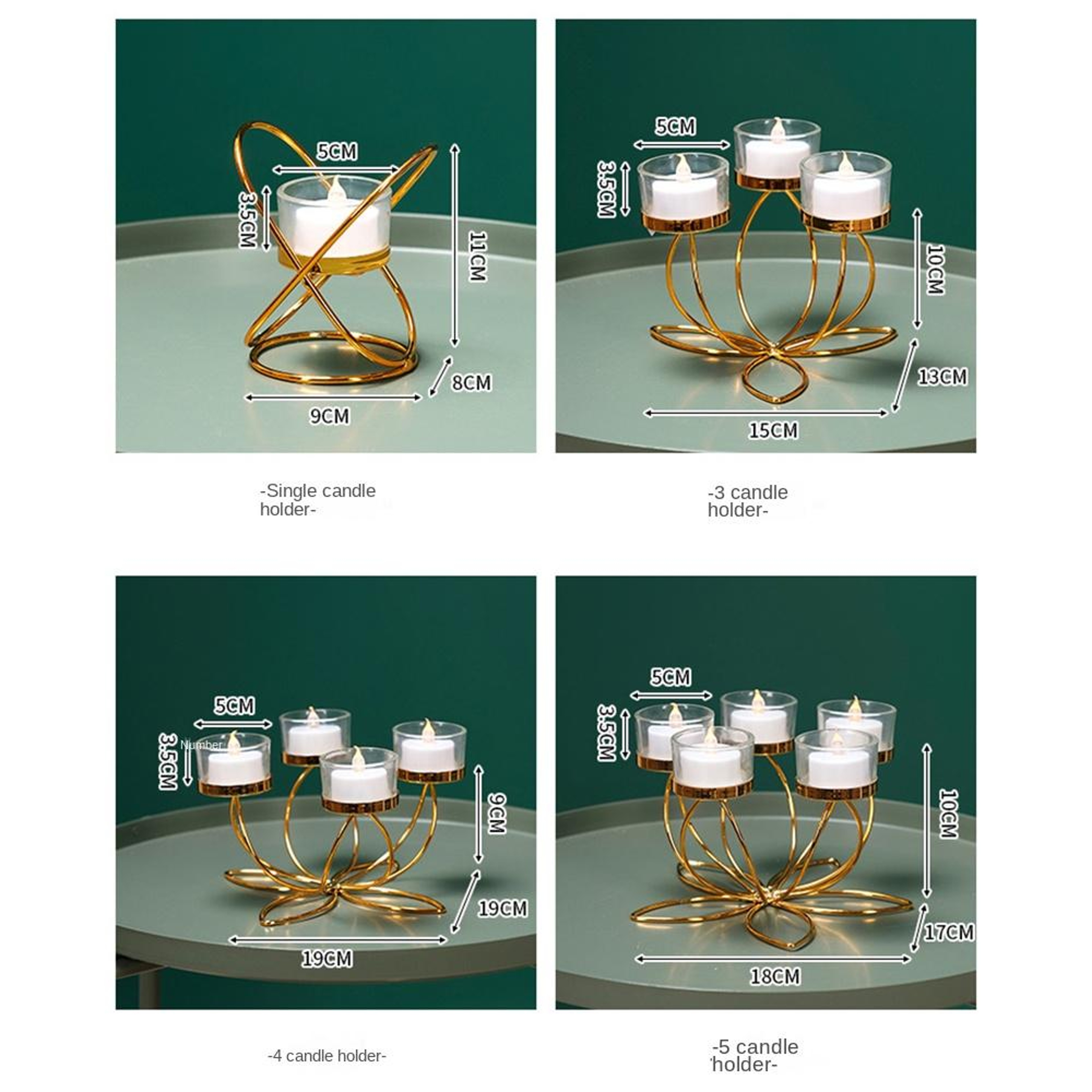 Metal Candlestick Holder Multi Head Candle Stand For Table And Home Decoration 4