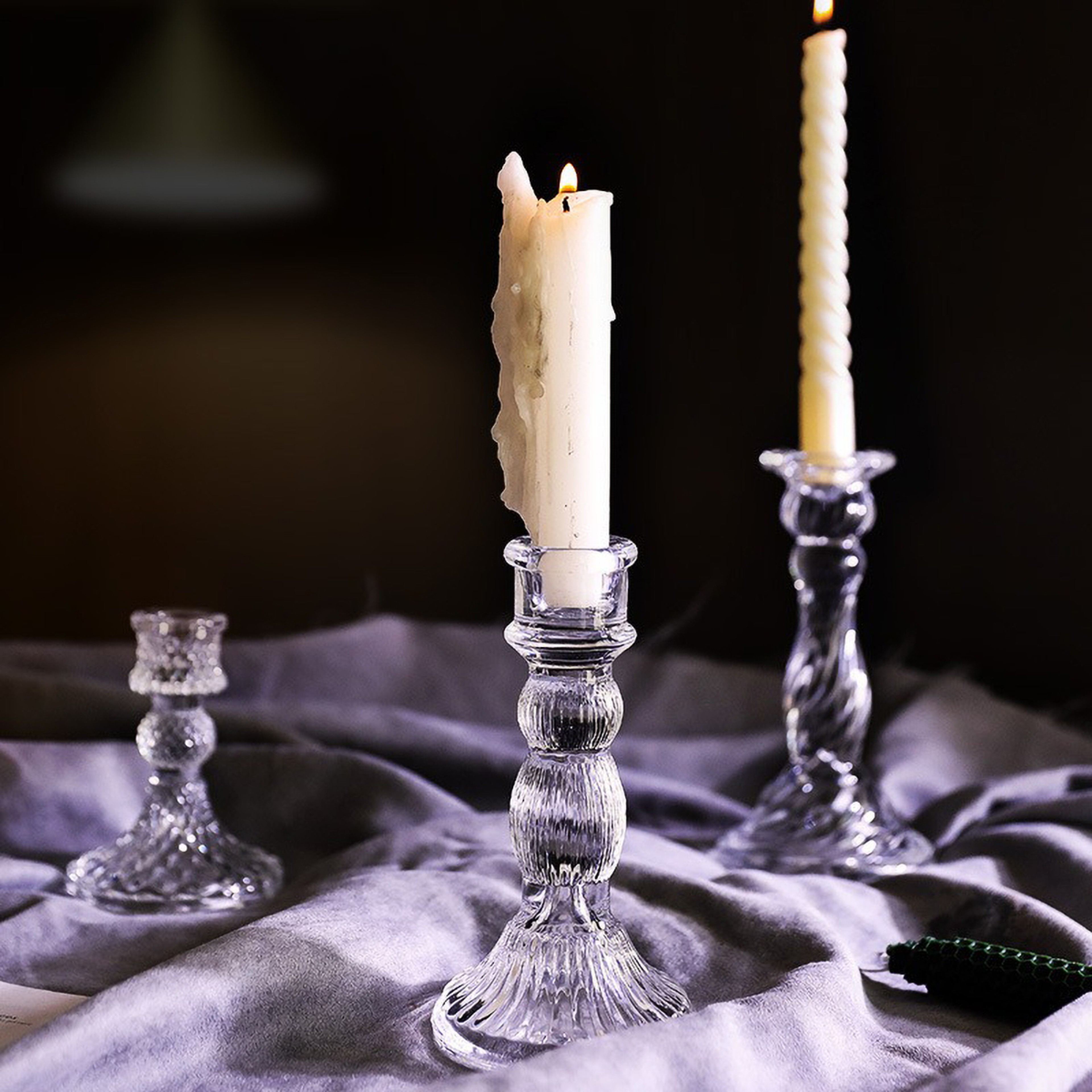 Clear Glass Pillar Candle Holder For Dining Table And Home Decor 0