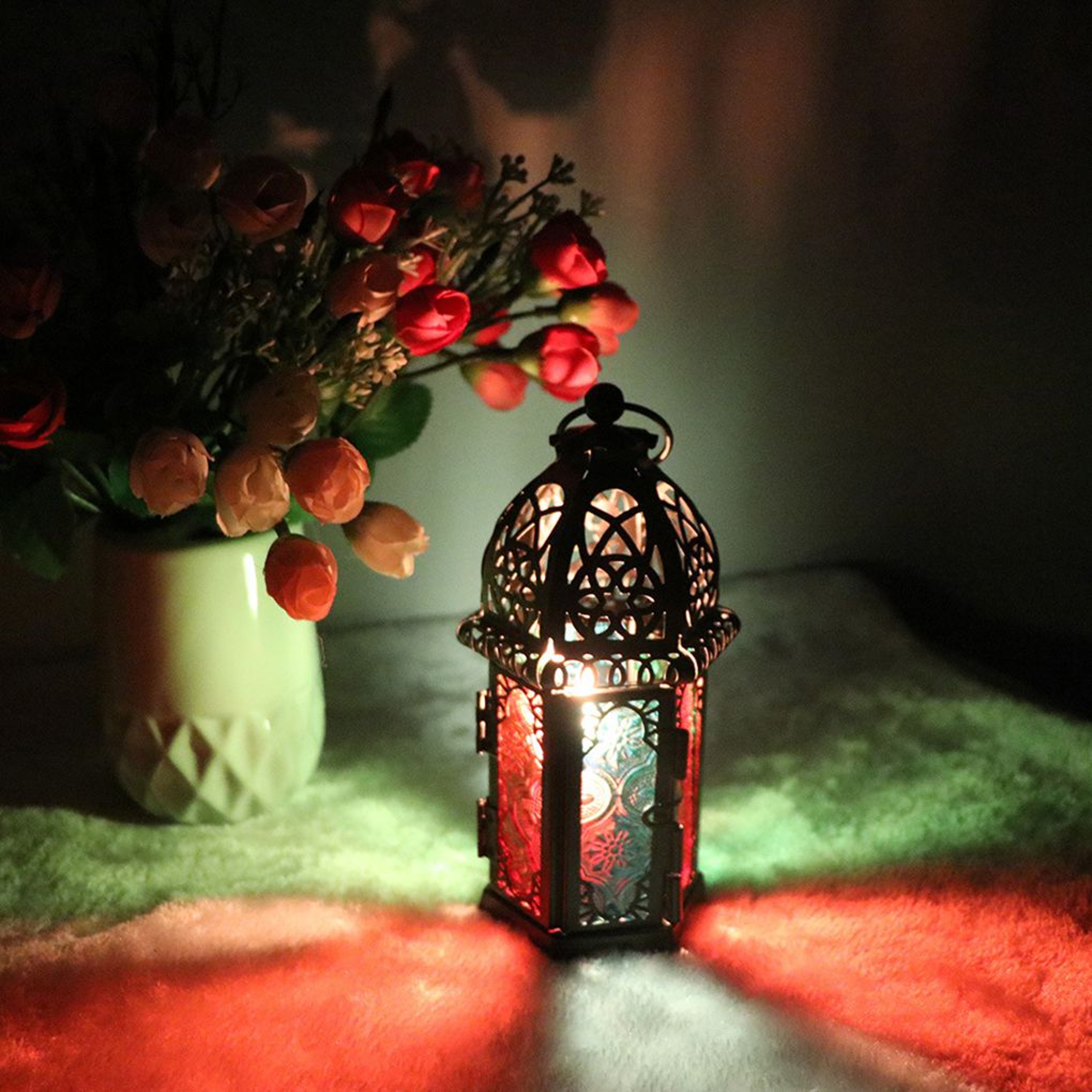 Moroccan Iron Candle Lantern With Hollow Metal Design For Tealights 2