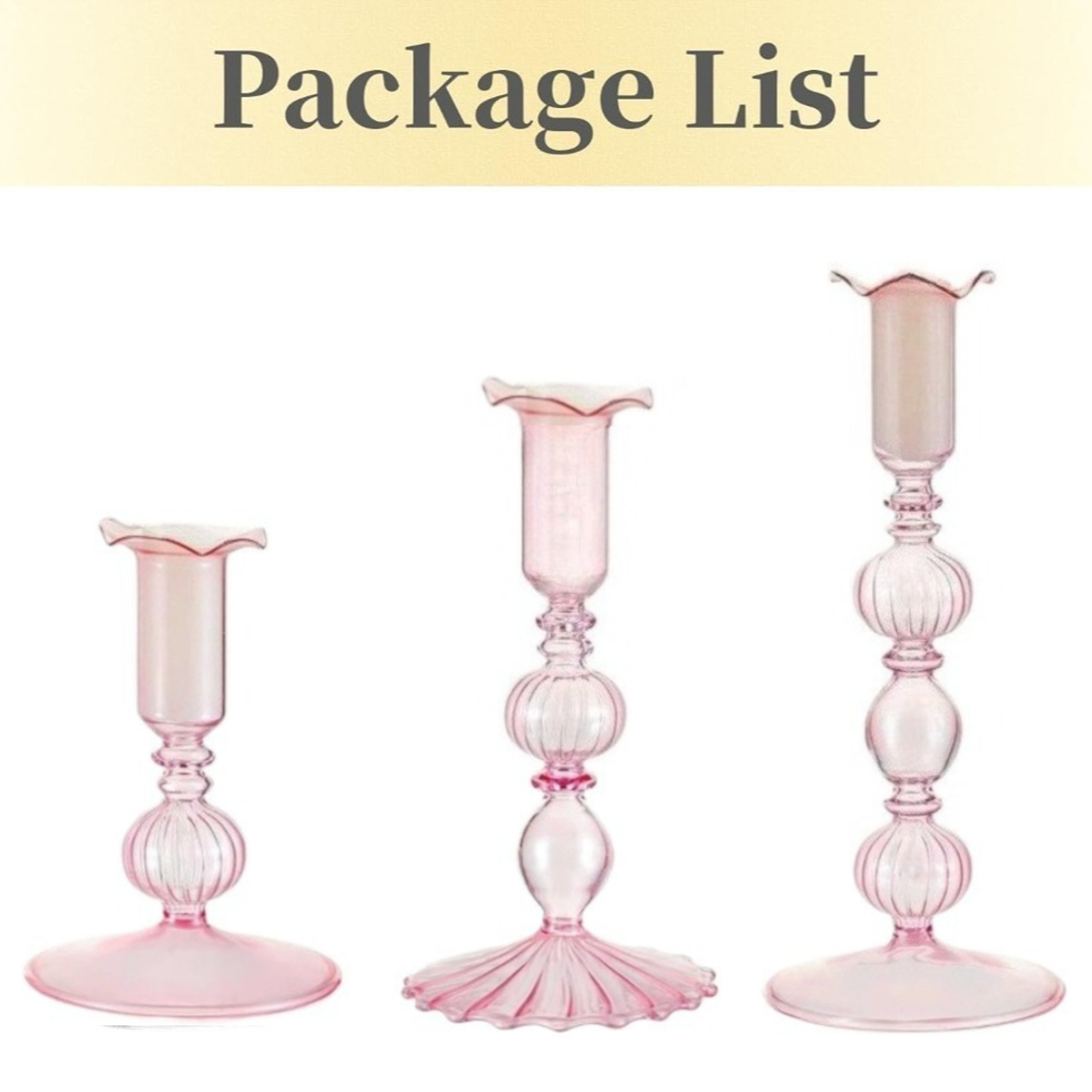 3 Piece Glass Taper Candle Holders Modern Wavy Candlestick Set 7