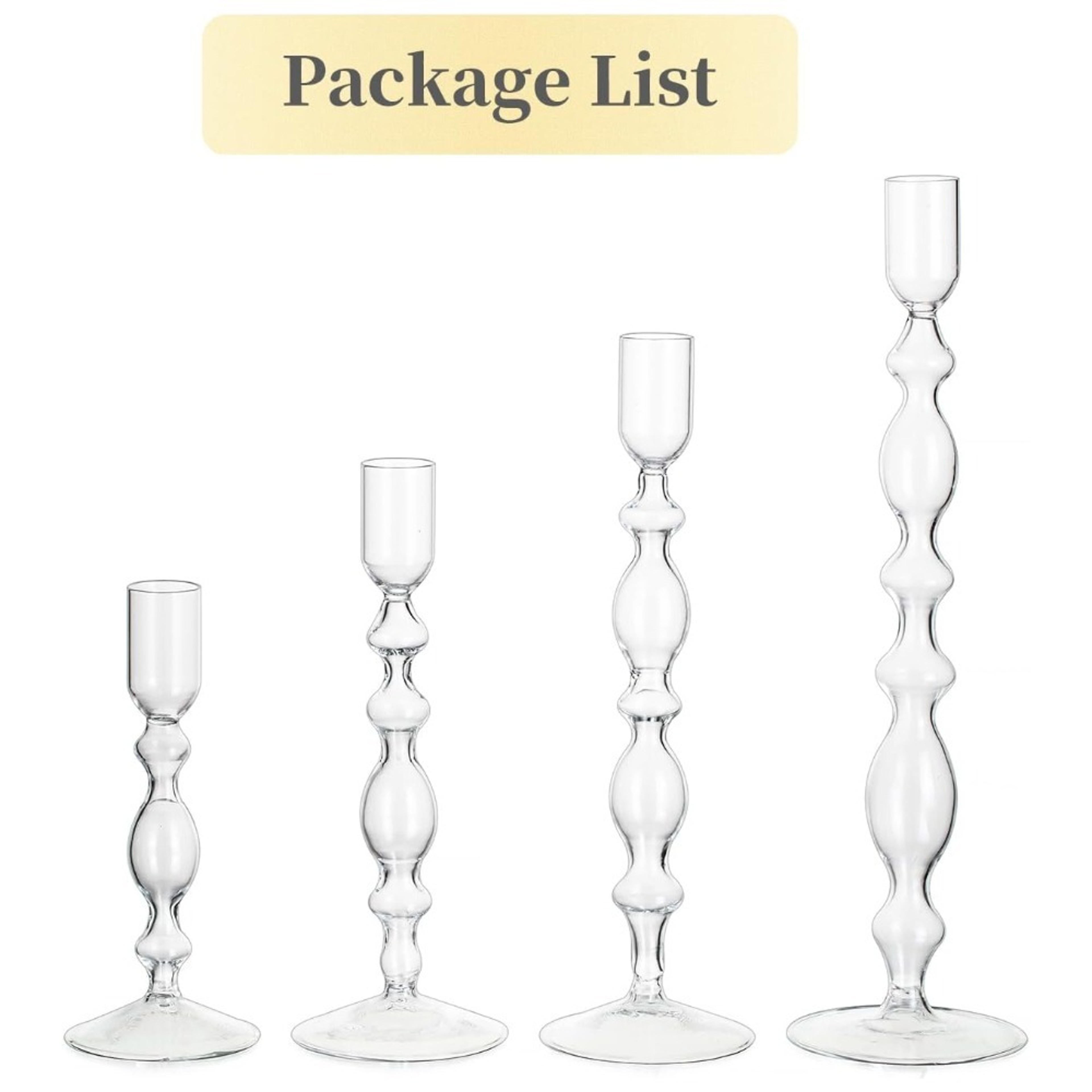3 Piece Glass Taper Candle Holders Modern Wavy Candlestick Set 8